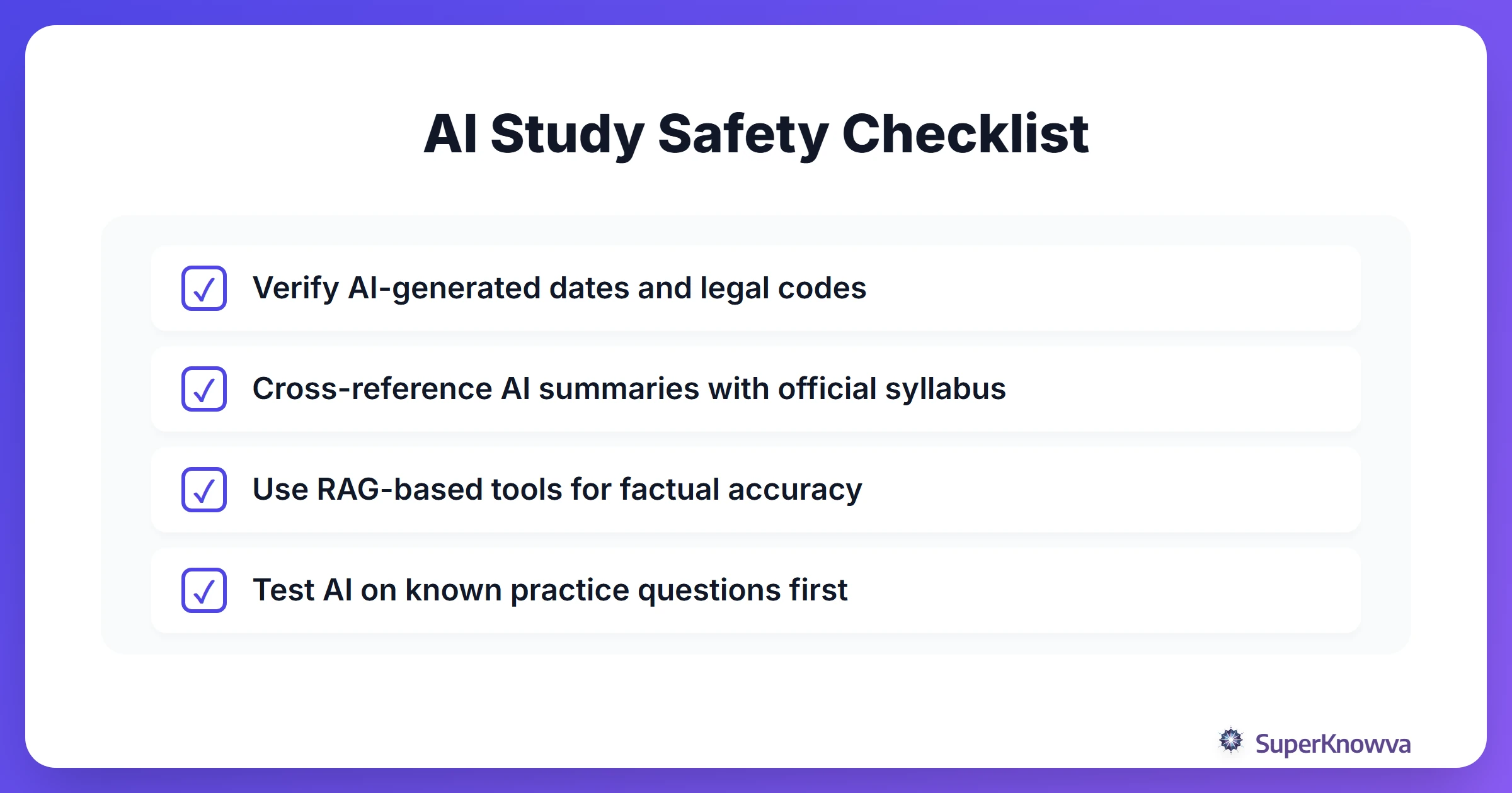 A checklist for safely using AI for high-stakes professional exams.