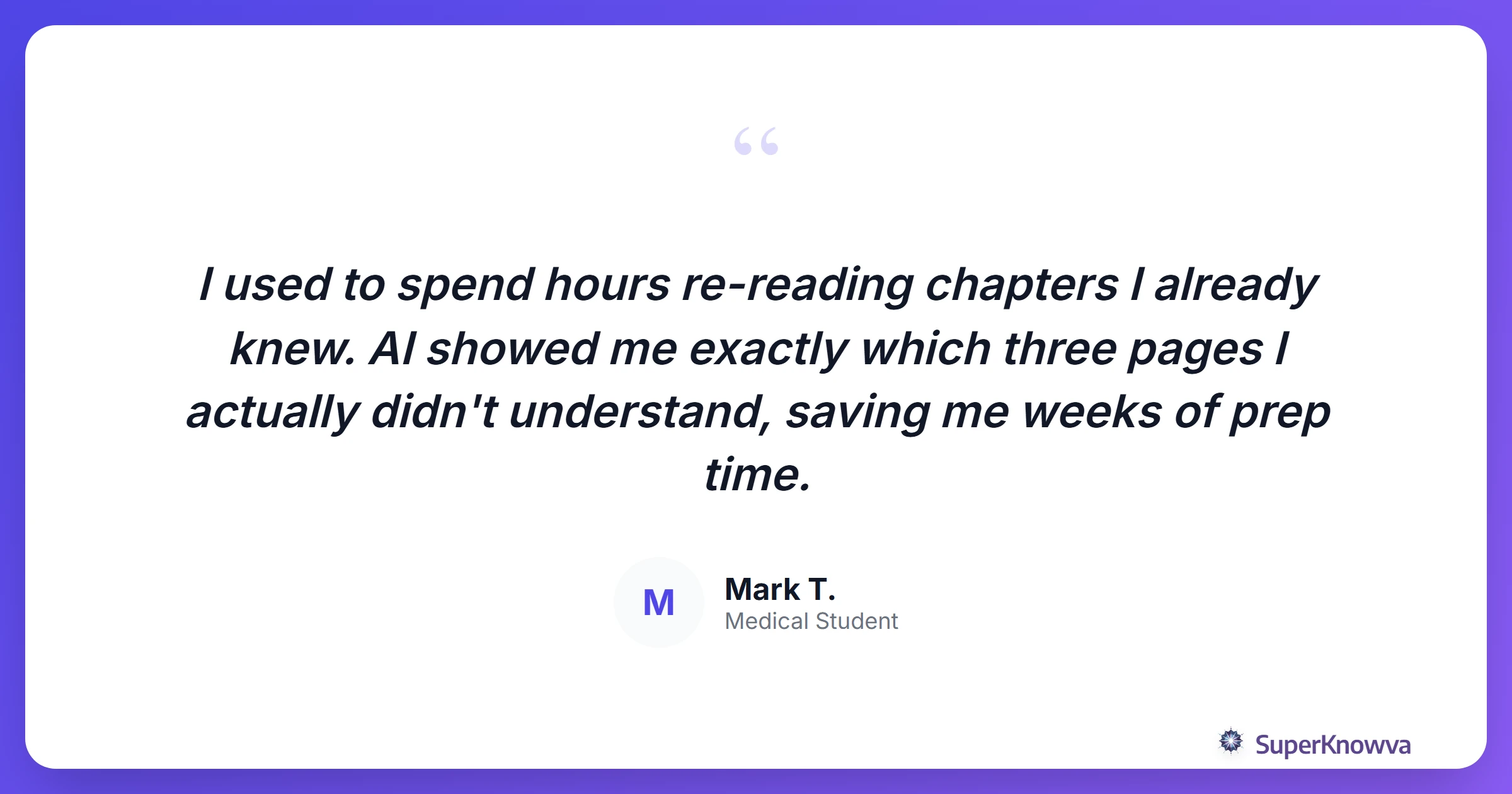 Quote from a student using AI to find learning gaps