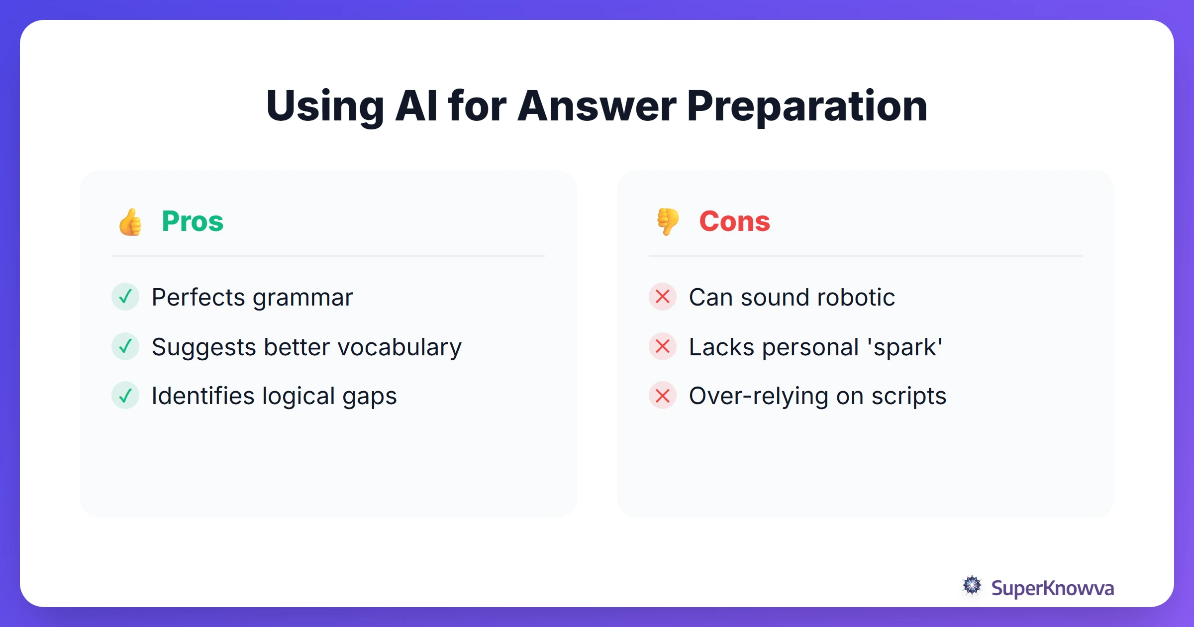 Pros and cons of using AI for answer preparation