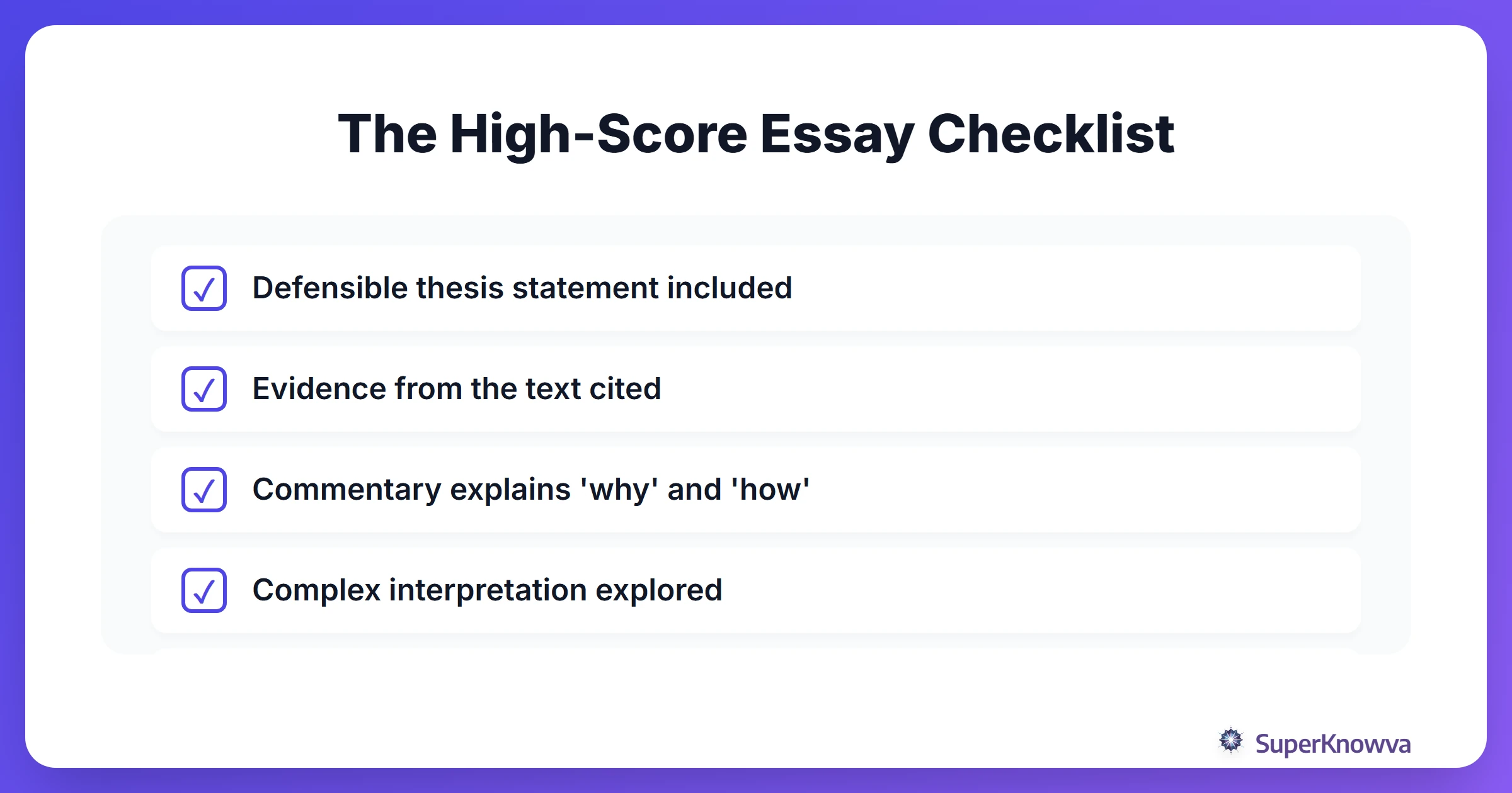 A checklist for a high-scoring AP English Literature essay