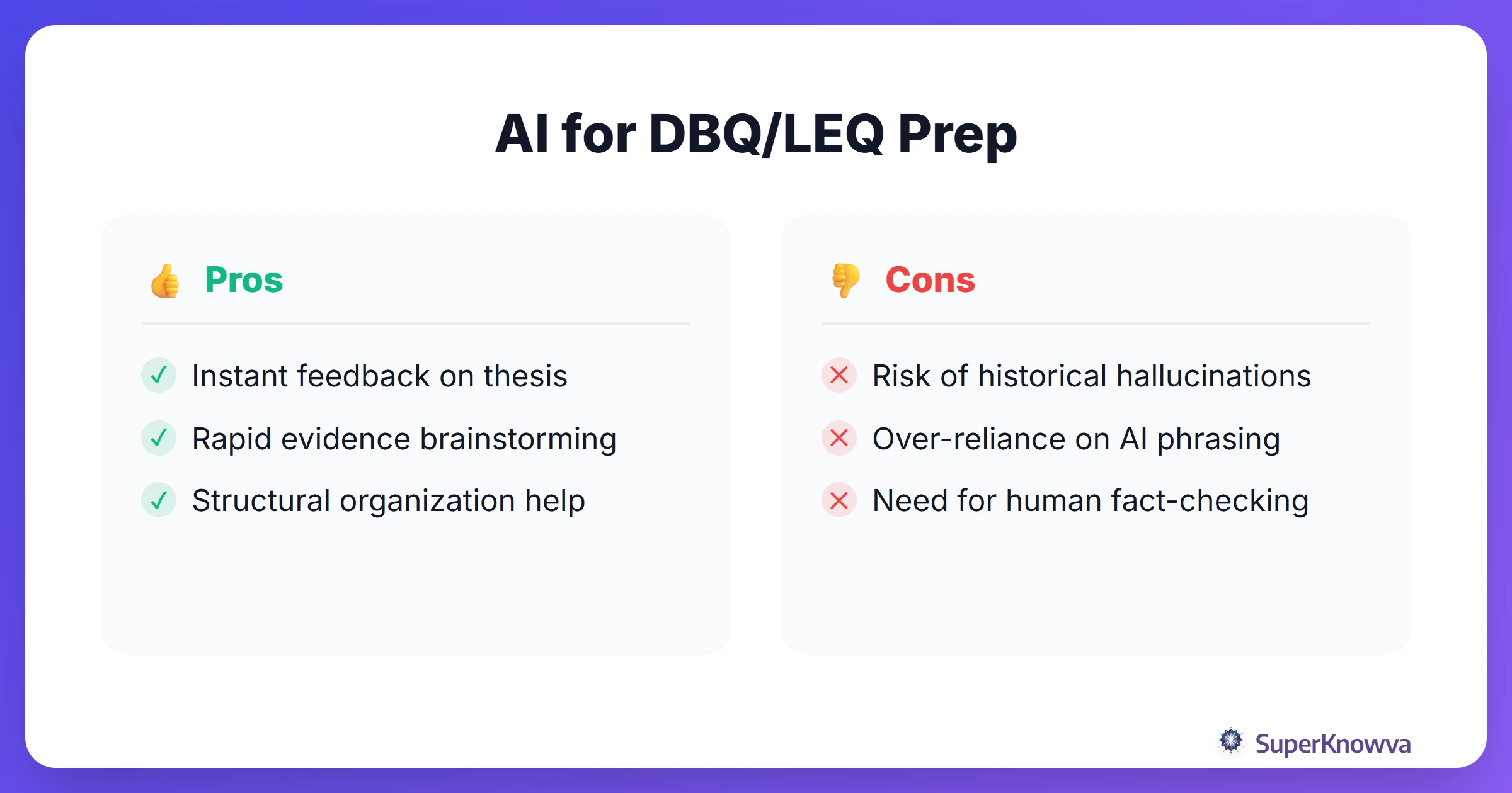 Pros and cons of using AI for AP history essay prep