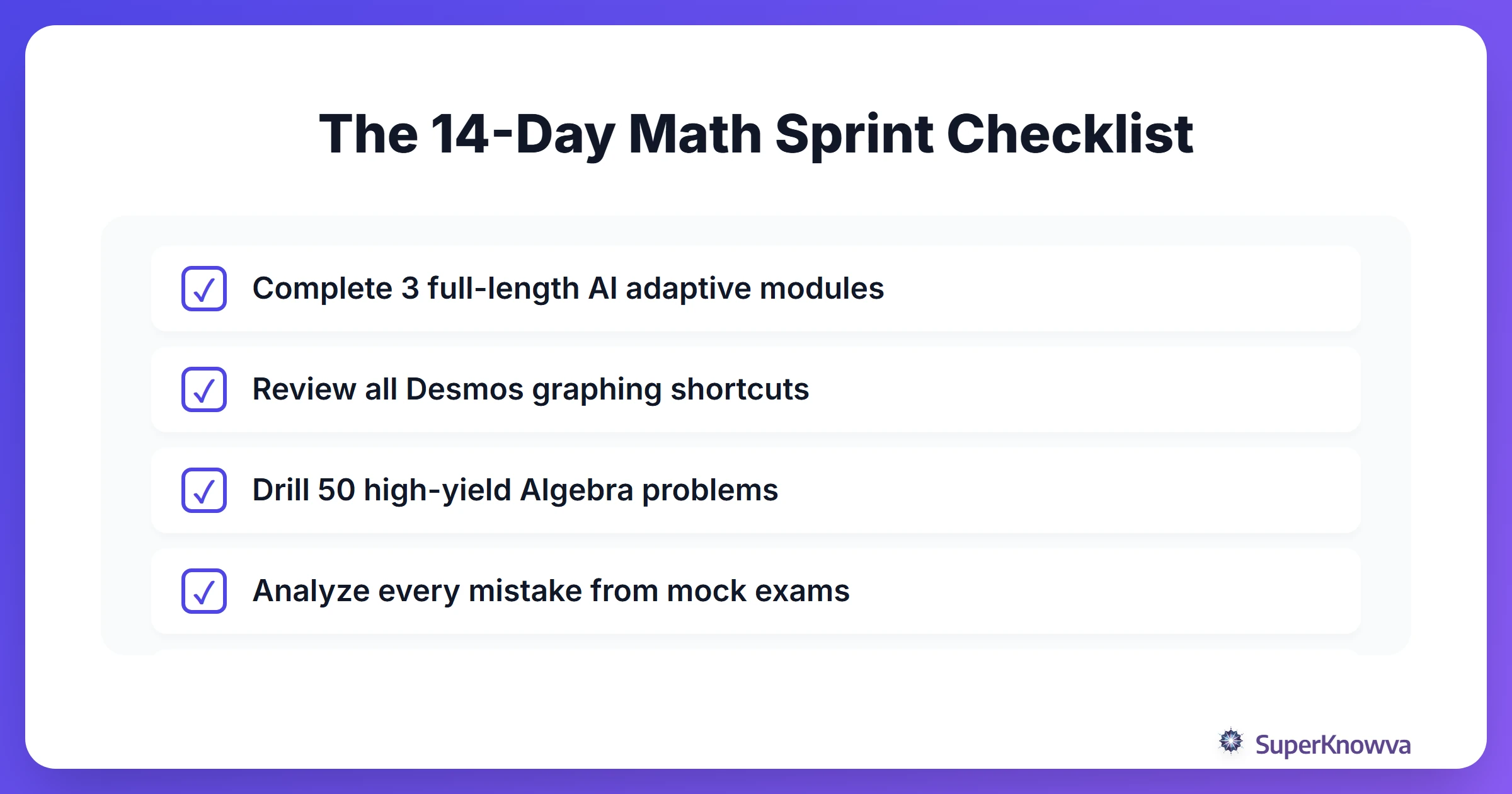 Checklist for the final two weeks of SAT prep