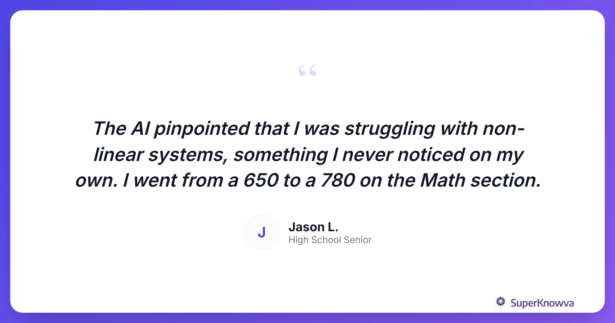 Quote from a student who used AI for SAT prep