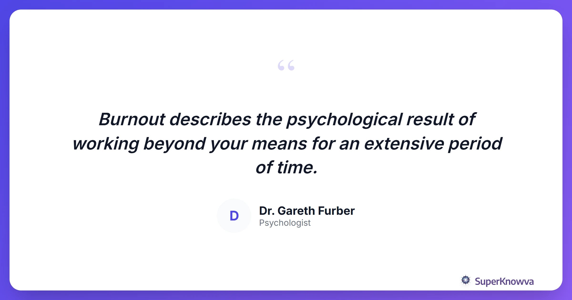 Defining Burnout