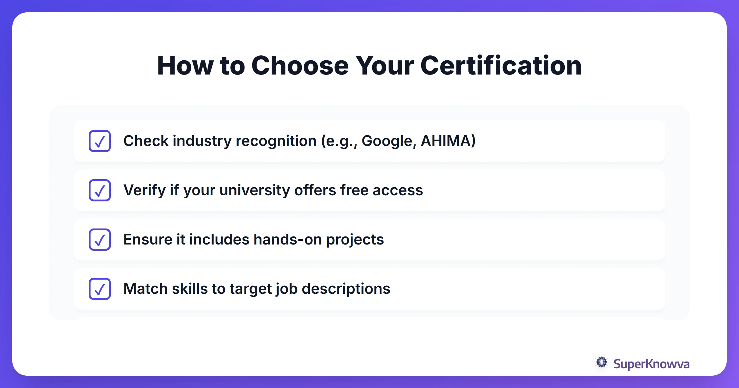 Checklist for choosing the right professional certification.