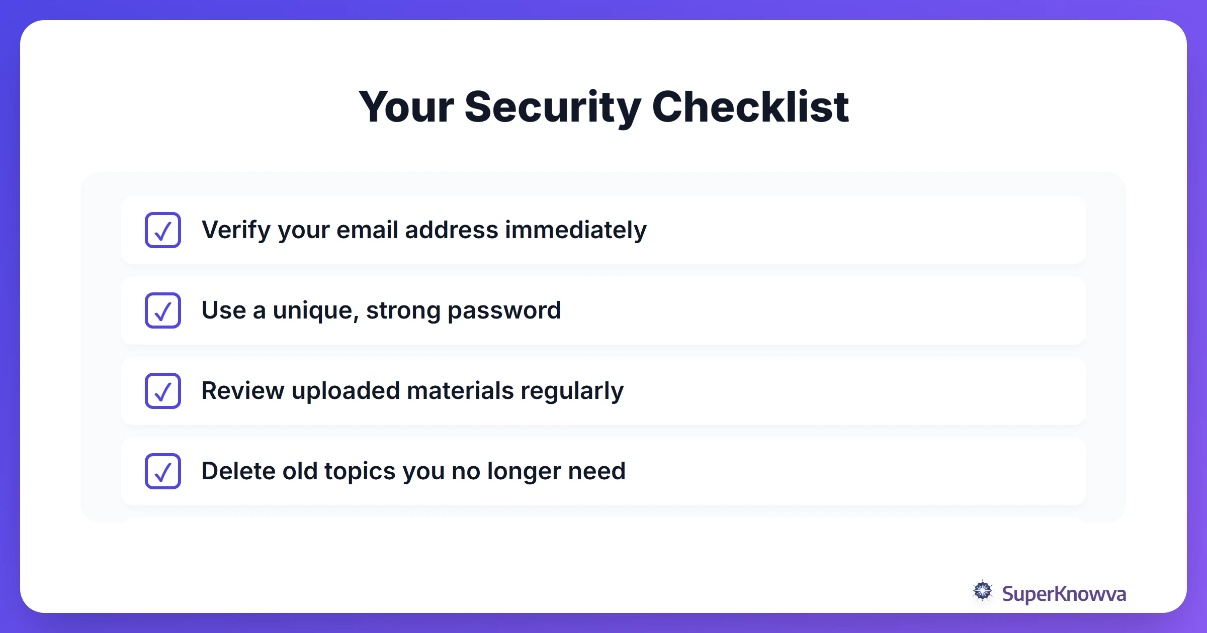 Checklist for students to maintain account security