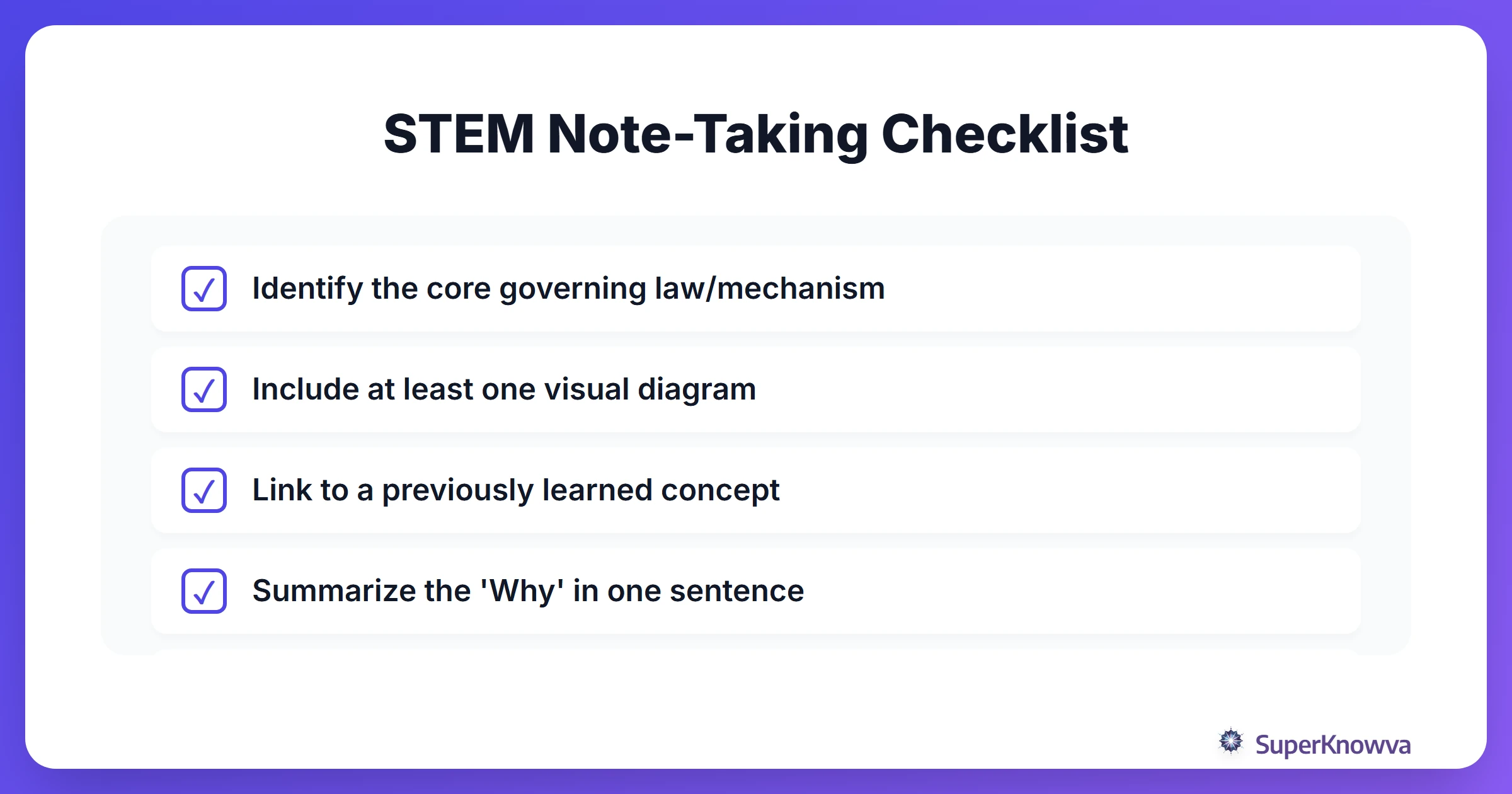 Checklist for effective technical notes