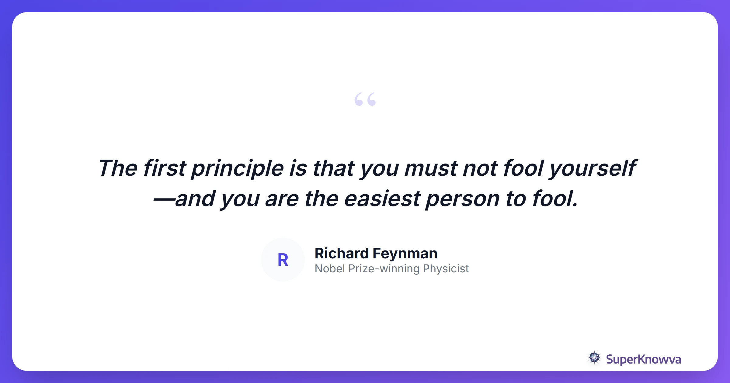 A quote card featuring Richard Feynman.