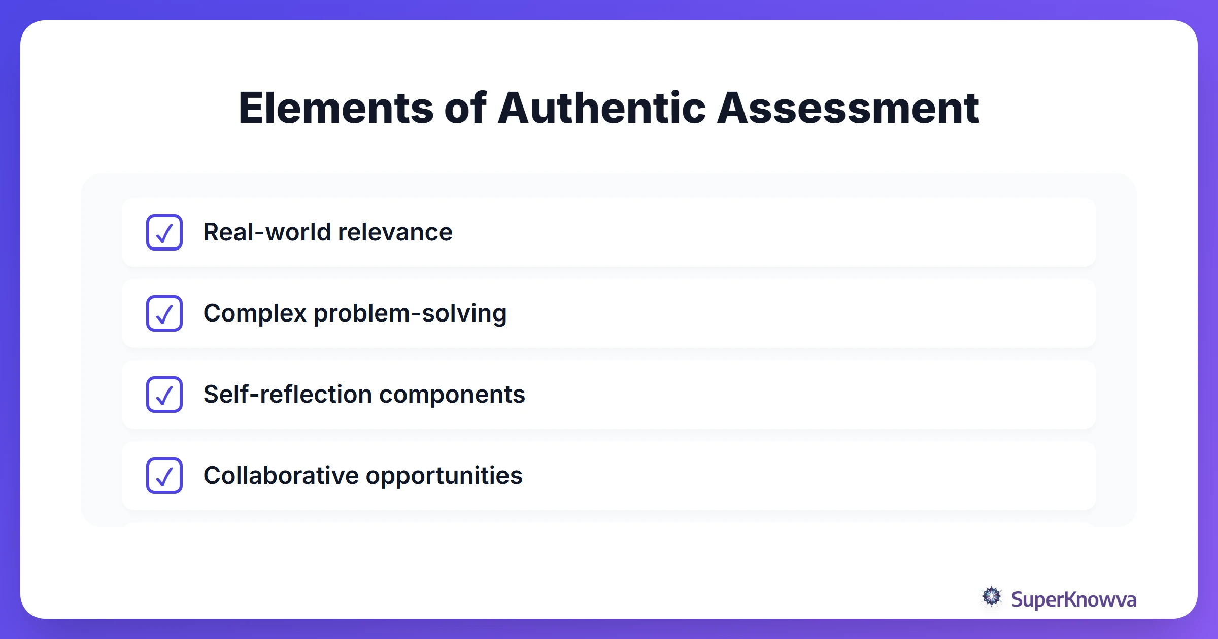 Checklist for implementing authentic assessment in the classroom