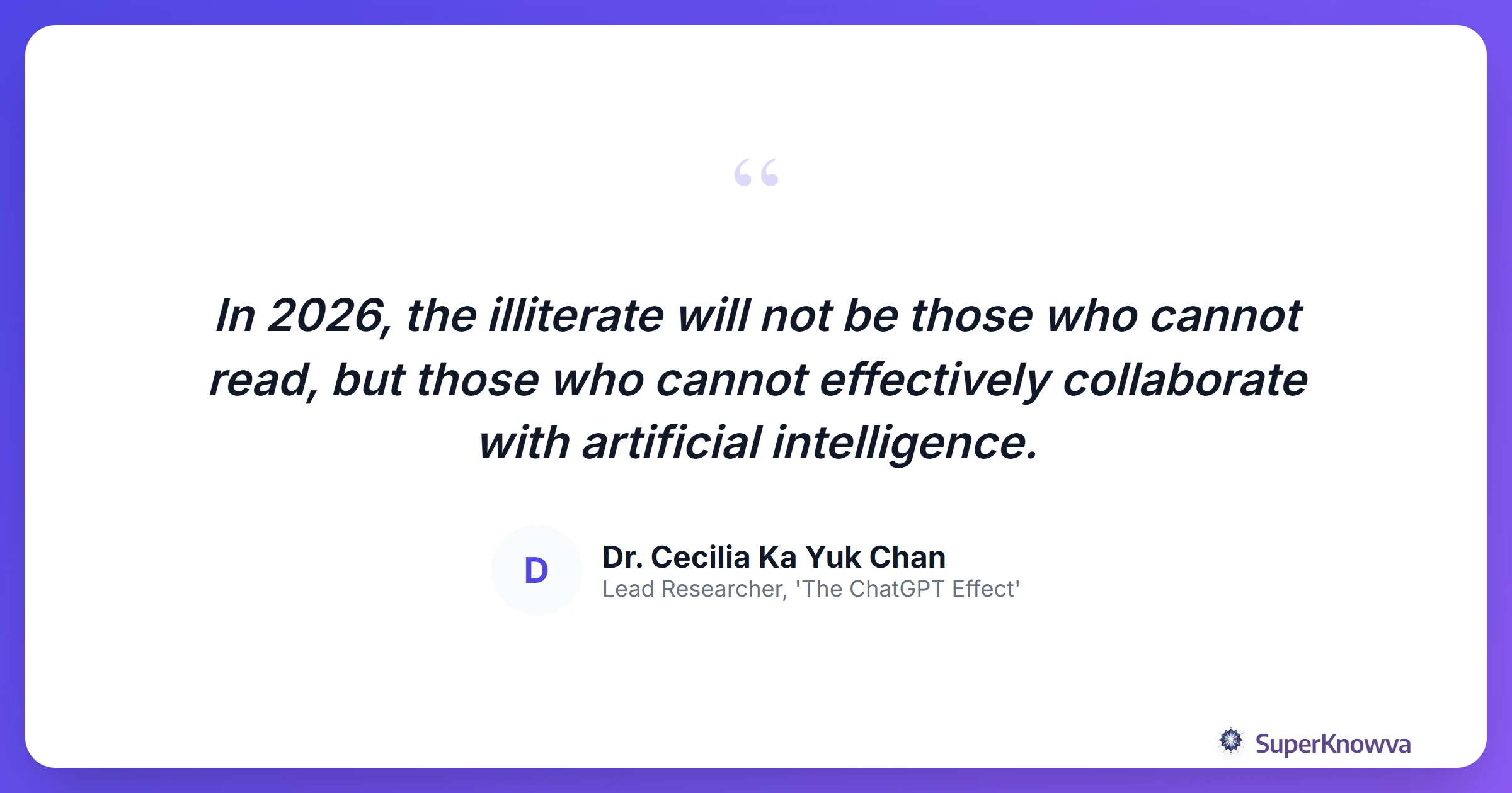 Quote card regarding the importance of AI literacy.
