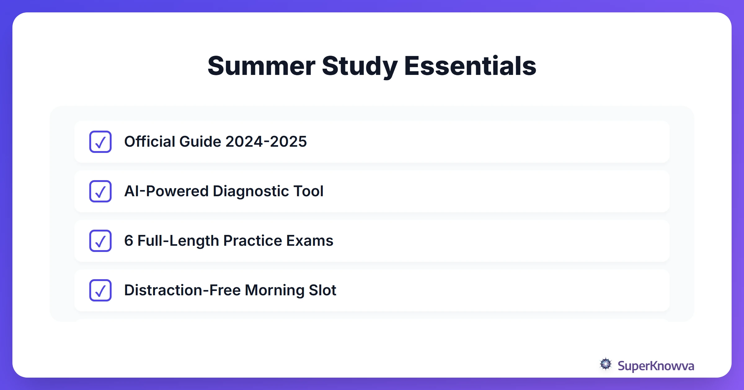 Checklist for summer GMAT study success