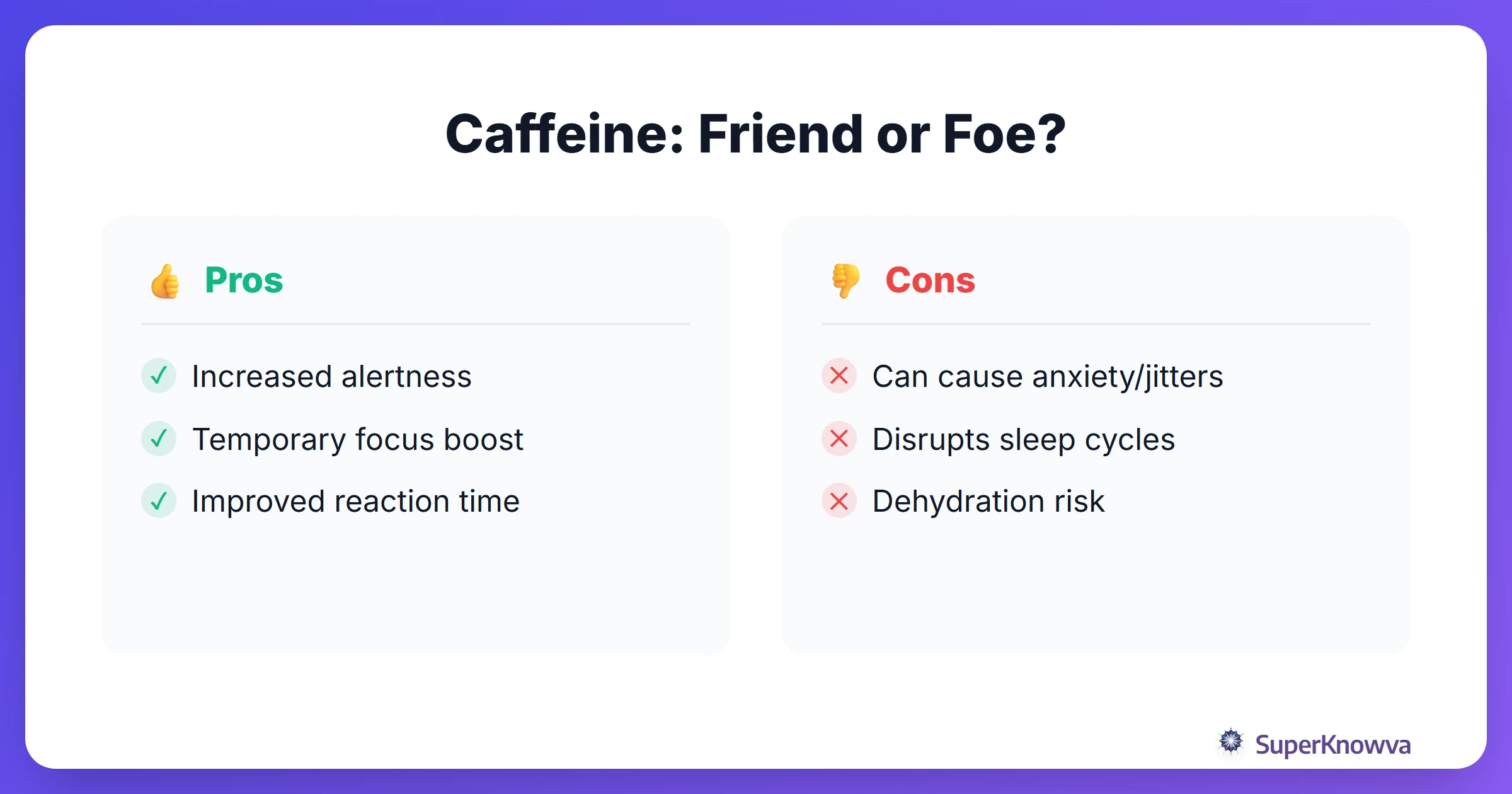 Pros and cons of using caffeine for studying and exam performance.