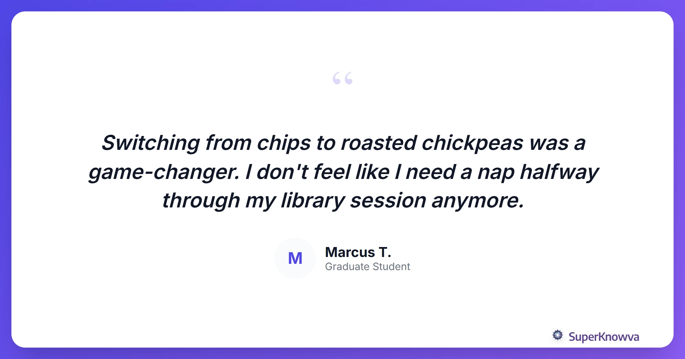 Quote from a student about the importance of healthy snacking.