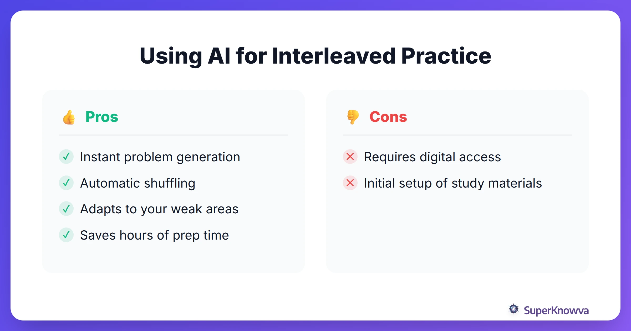 Pros and cons of using AI for interleaved practice