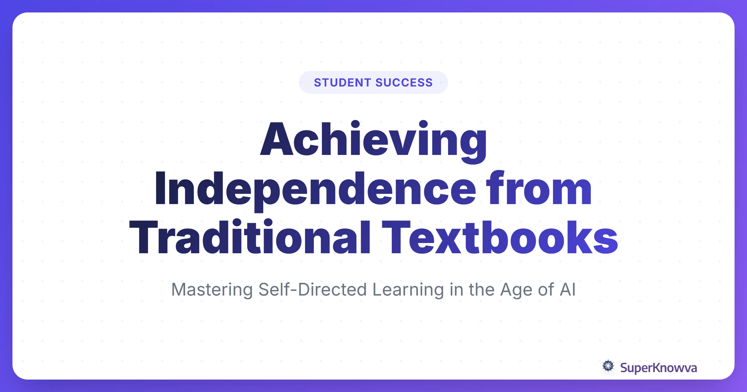 A title card for achieving independence from textbooks featuring a digital tablet and a bird flying out of a book.