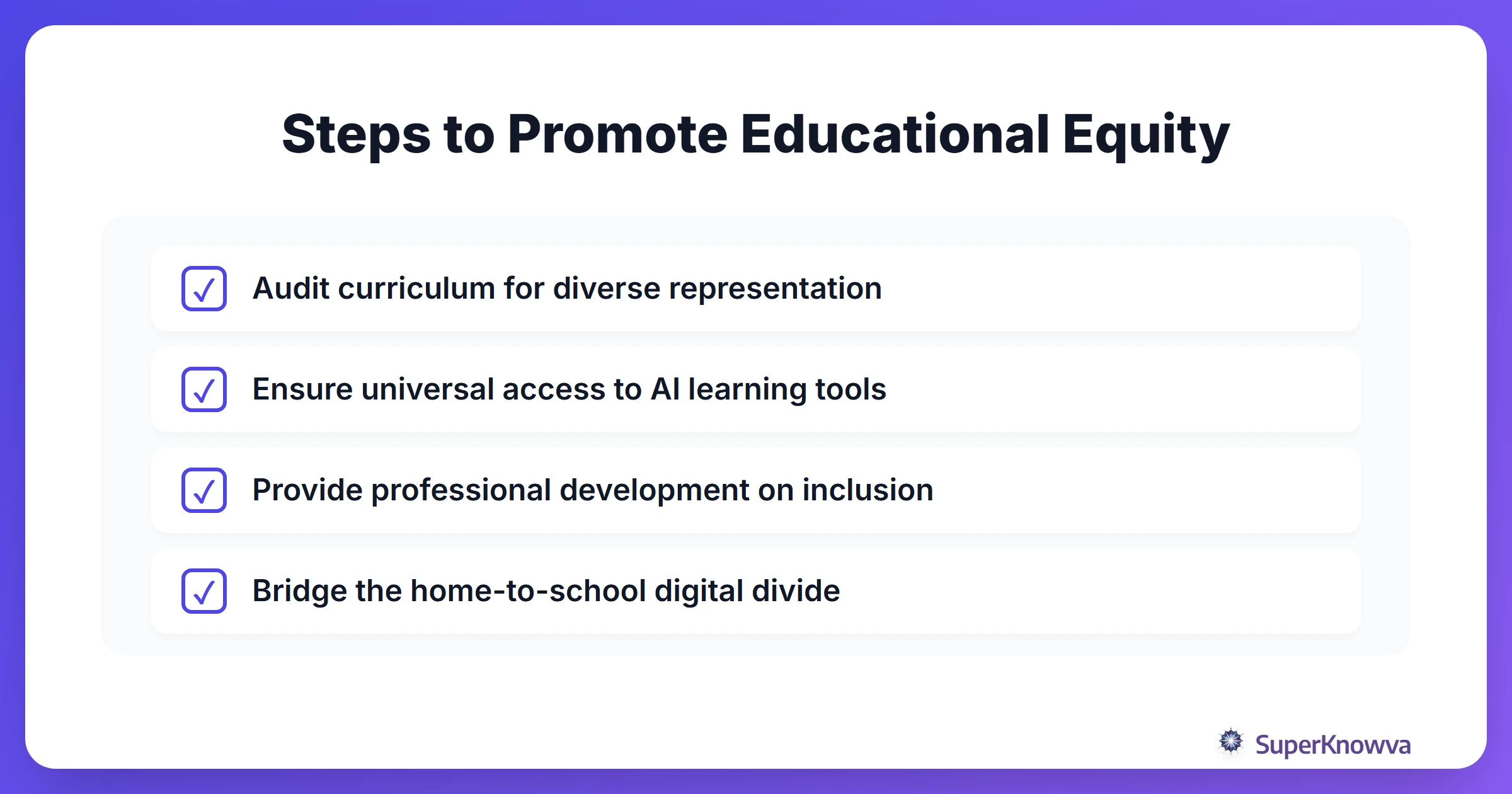 Checklist for promoting educational equity in schools