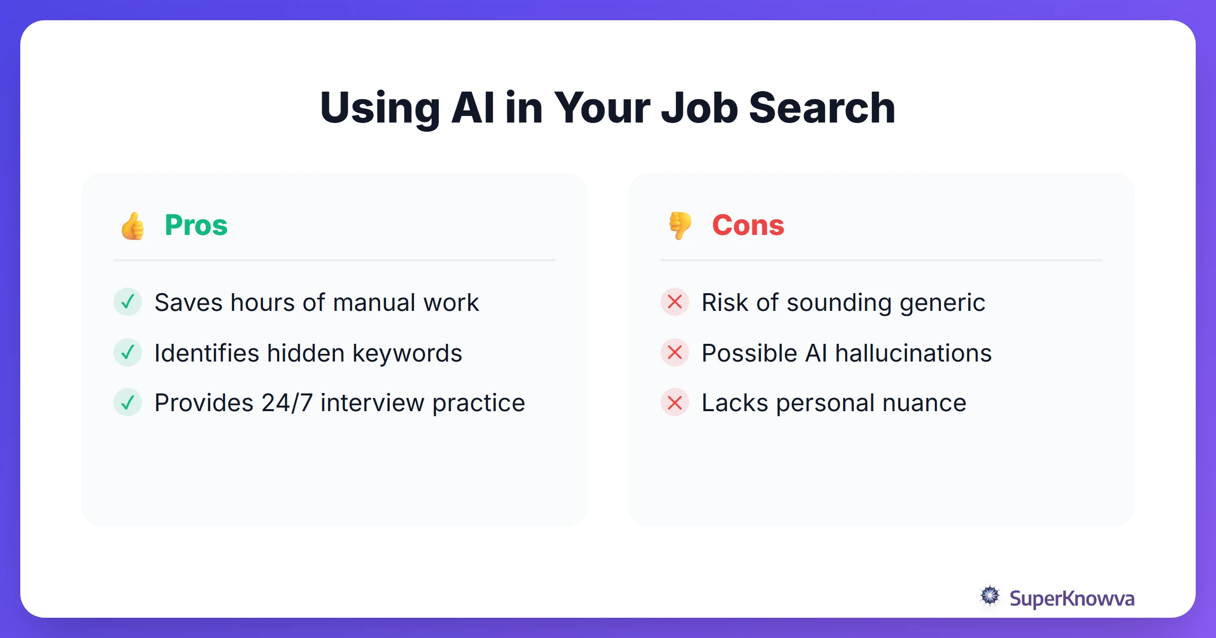 Pros and cons of using AI in your job search.