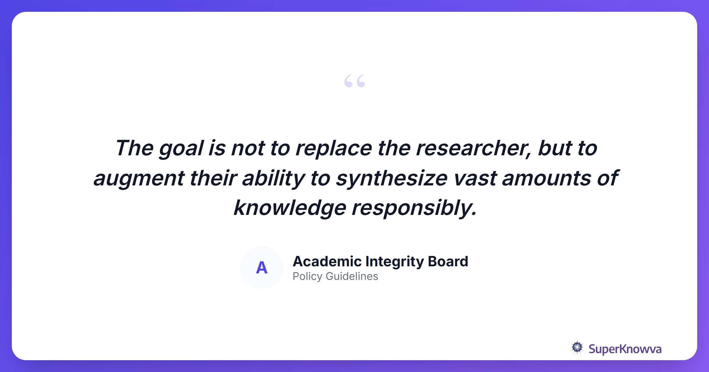 A quote card about the importance of transparency in AI research.