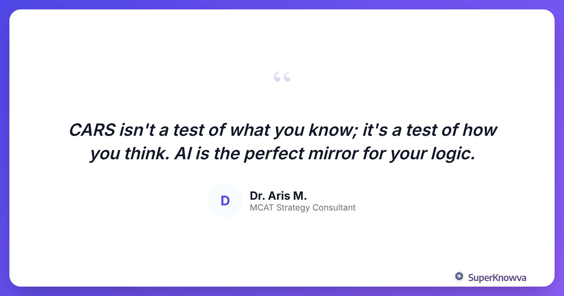 A quote card about the importance of logic over content.