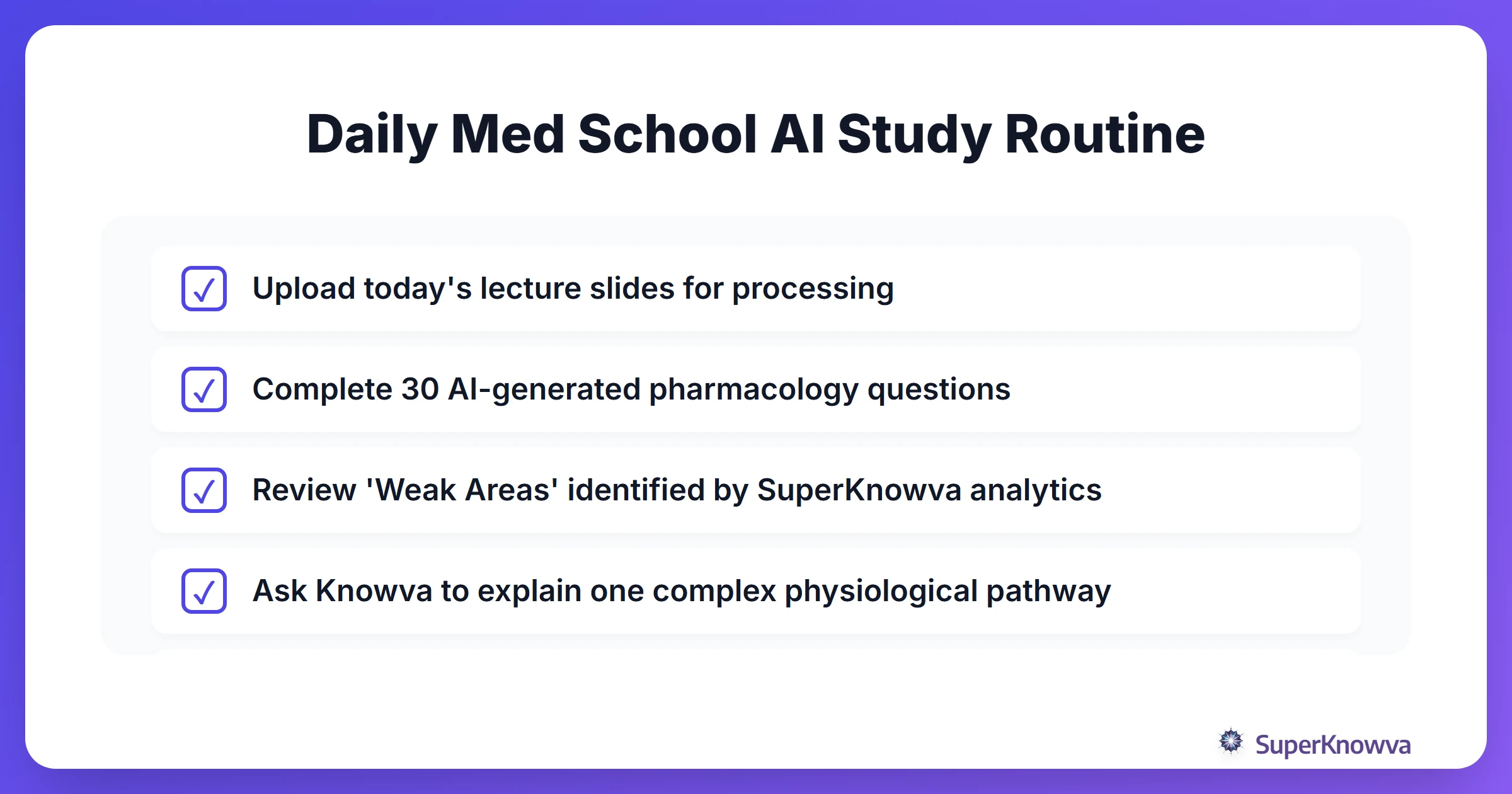 Daily study checklist for medical students