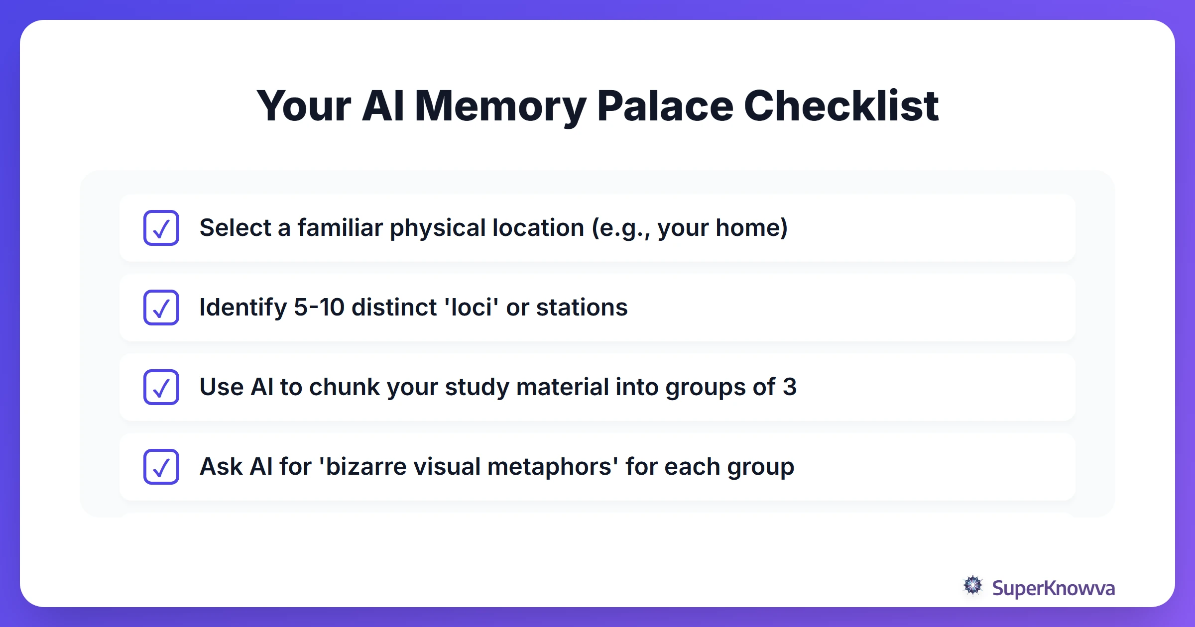 Your AI Memory Palace Checklist