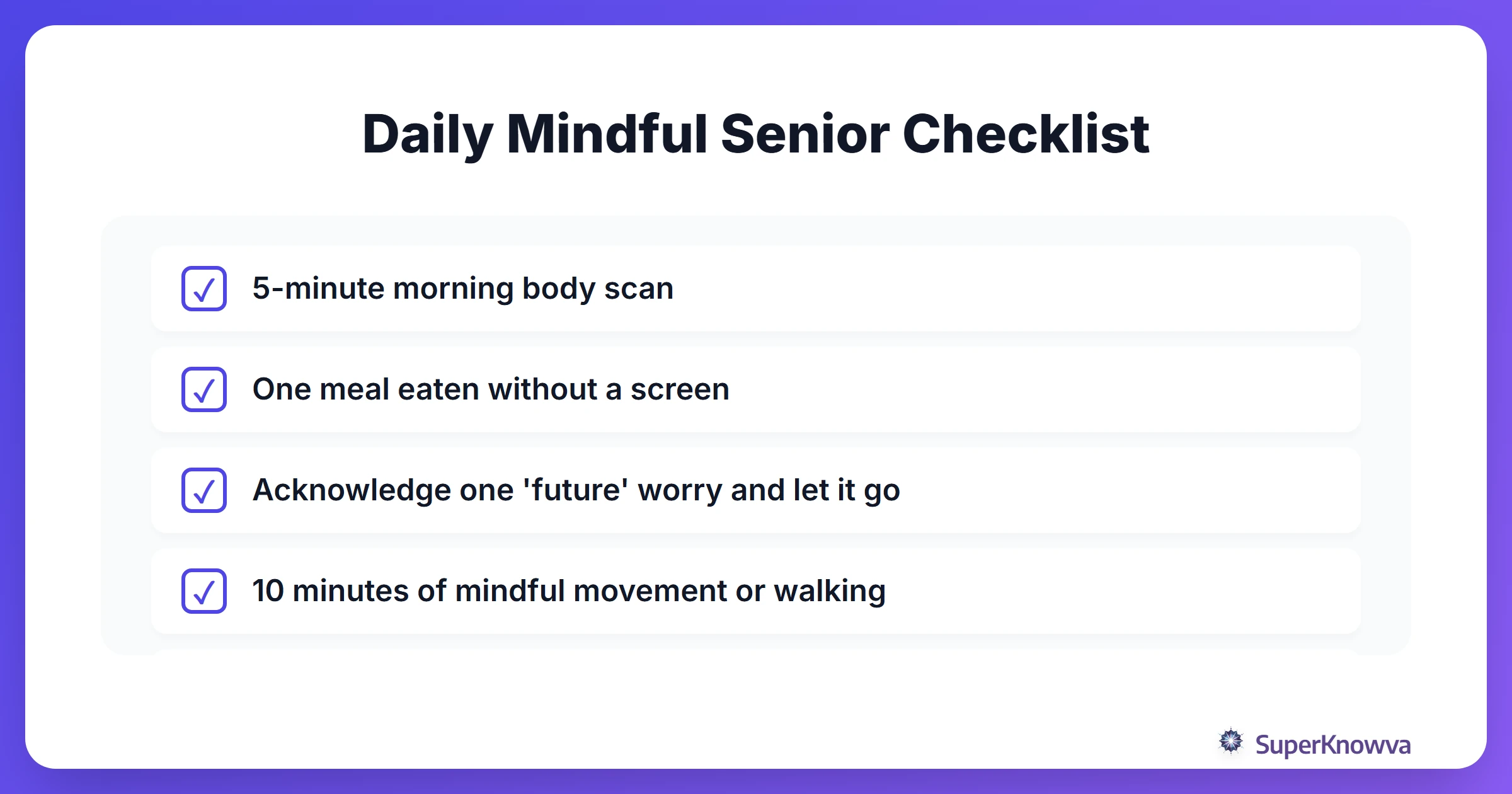 A daily checklist for students to maintain mindfulness during graduation season.