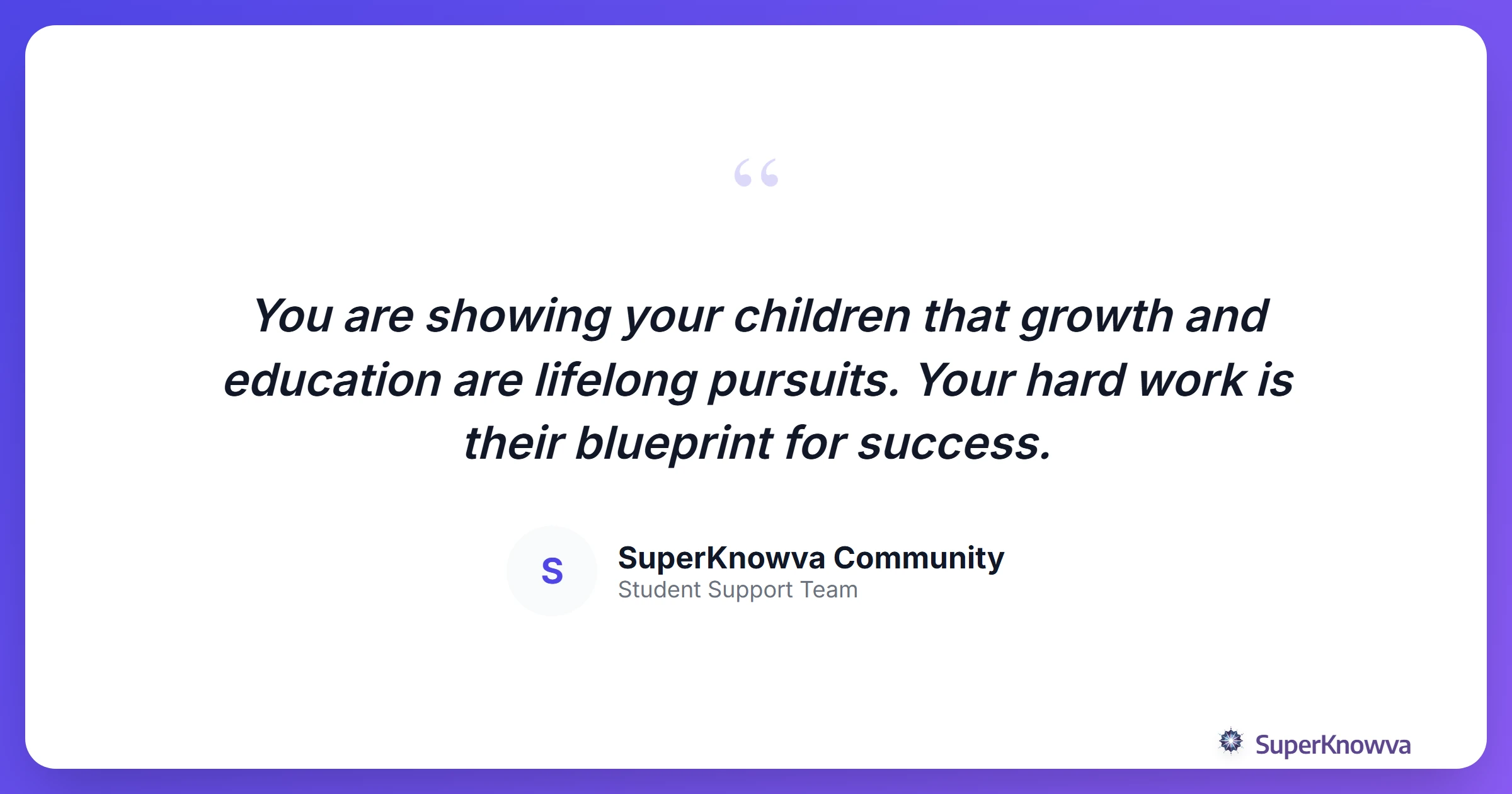Inspirational quote for student mothers.