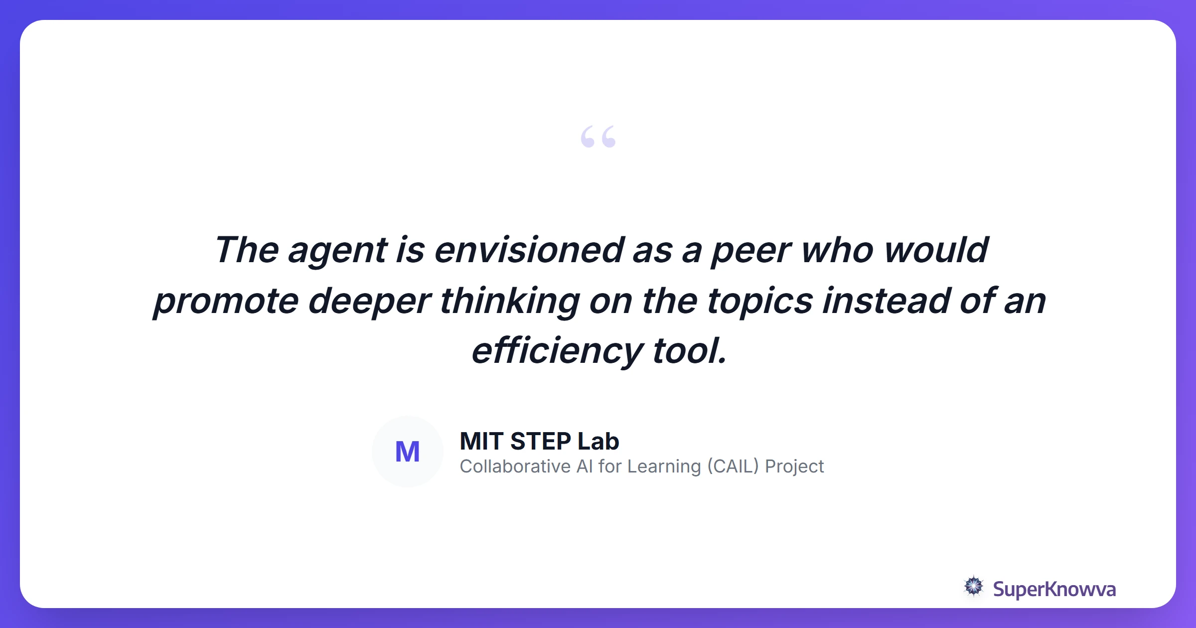 A quote card about AI as a collaborative agent in the classroom.