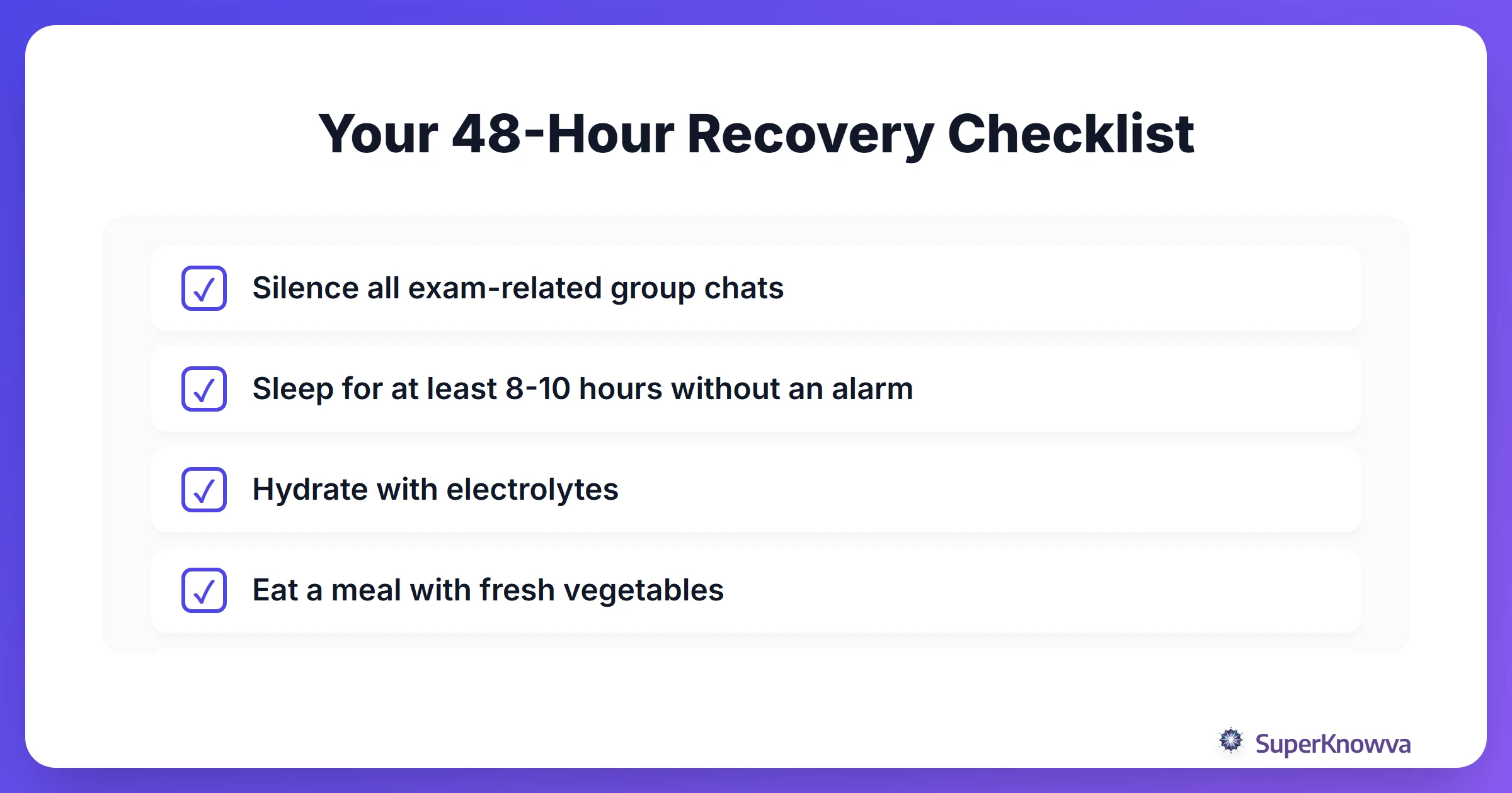 A checklist for the first 48 hours after the Bar Exam.