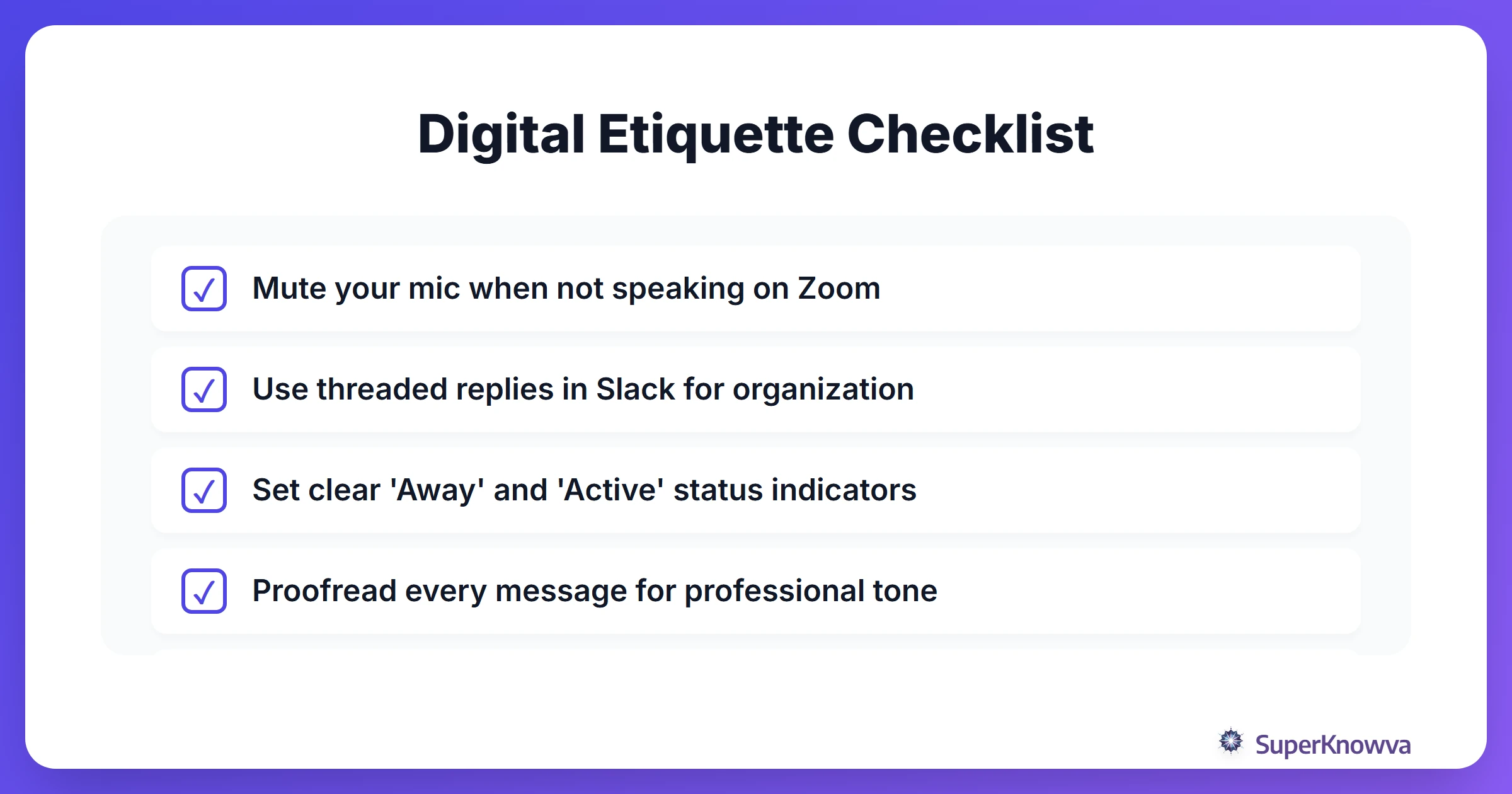 A checklist for professional digital communication in a remote office