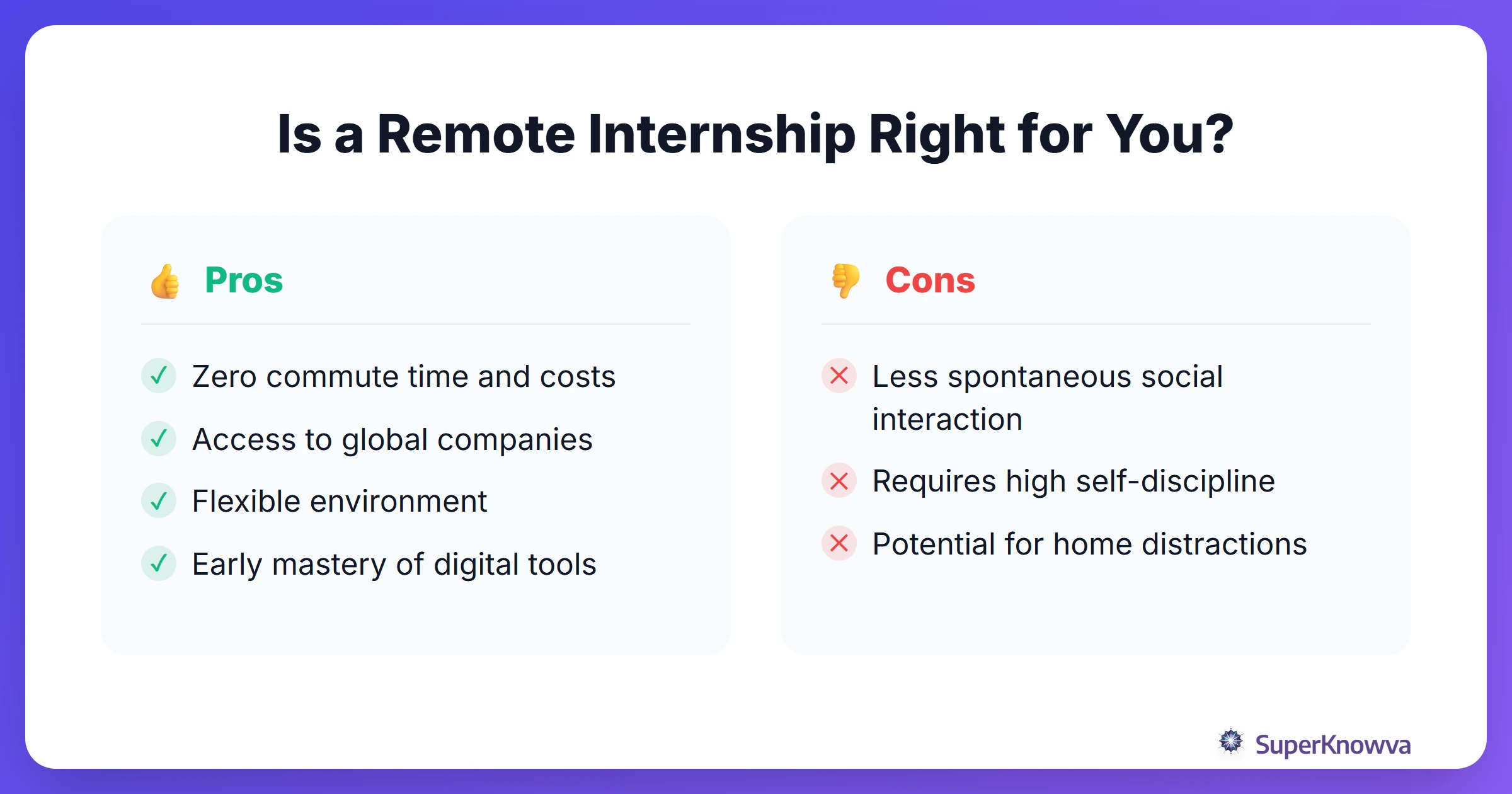 Pros and cons of taking a remote summer internship