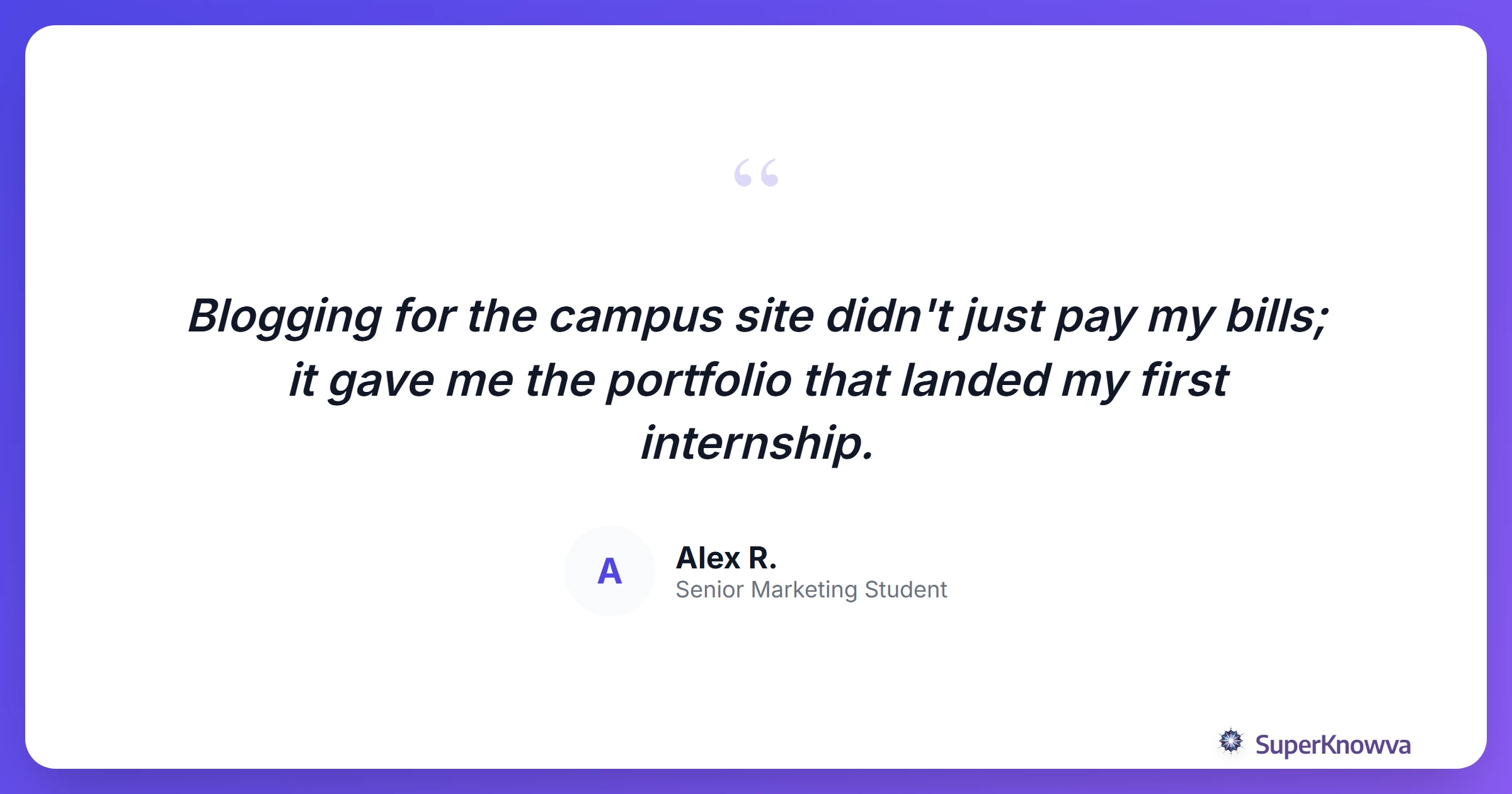 A quote from a student about balancing work and study.