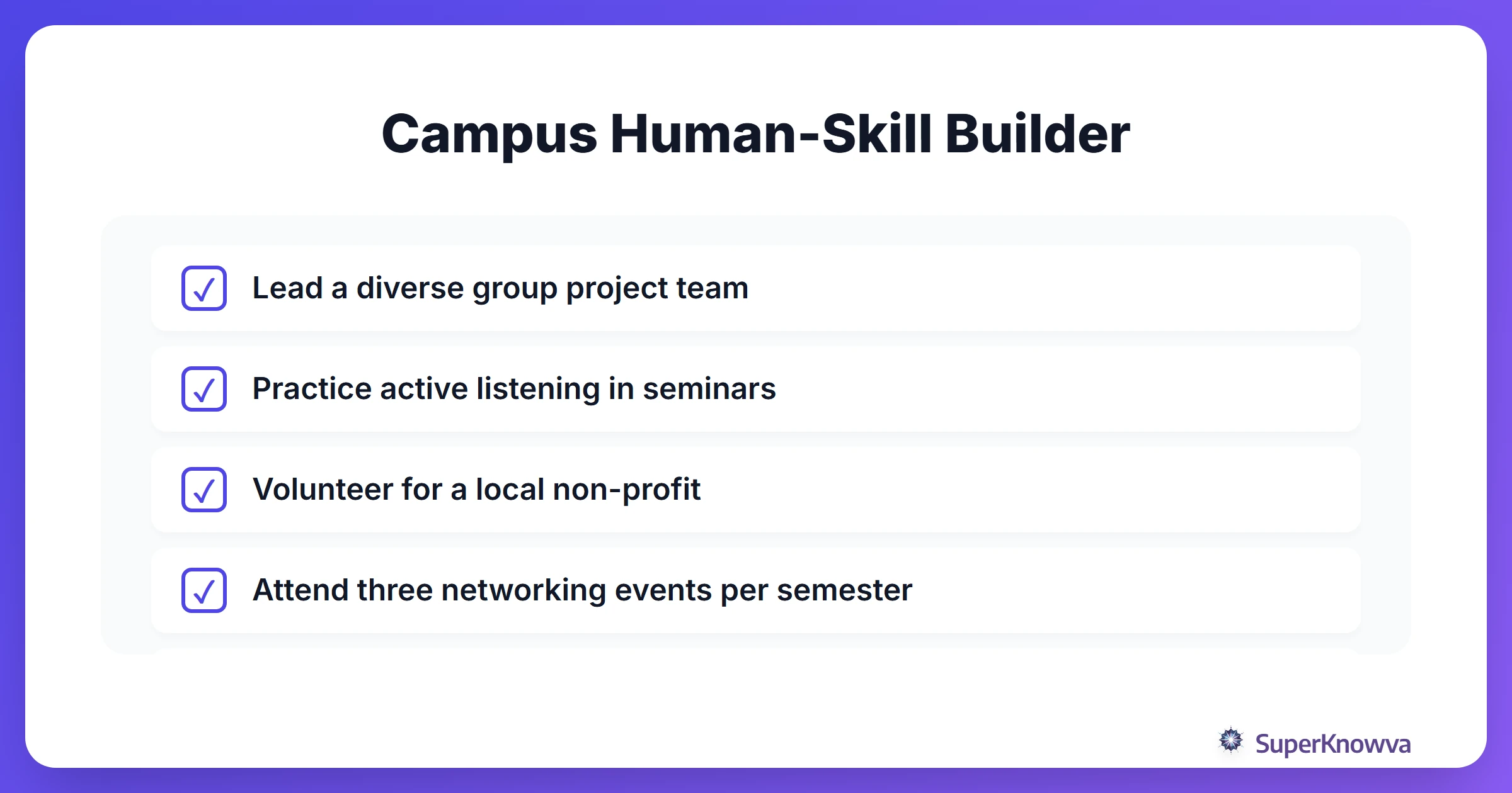 Checklist for students to develop soft skills