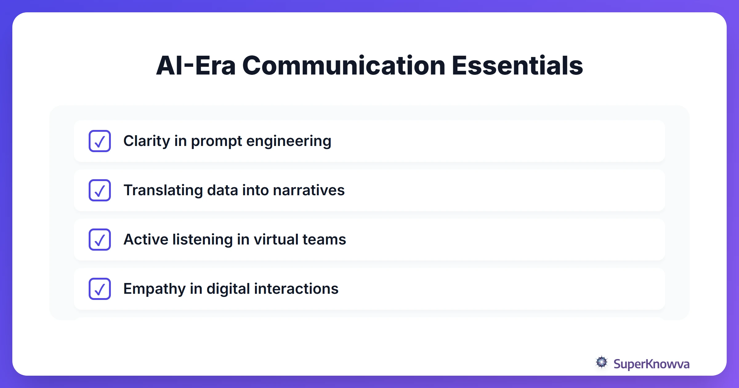 A checklist of essential communication traits for the AI era.