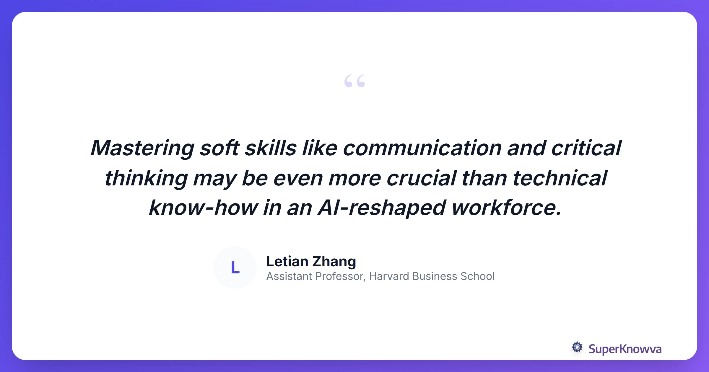Quote card featuring insights from Harvard Business School on soft skills.