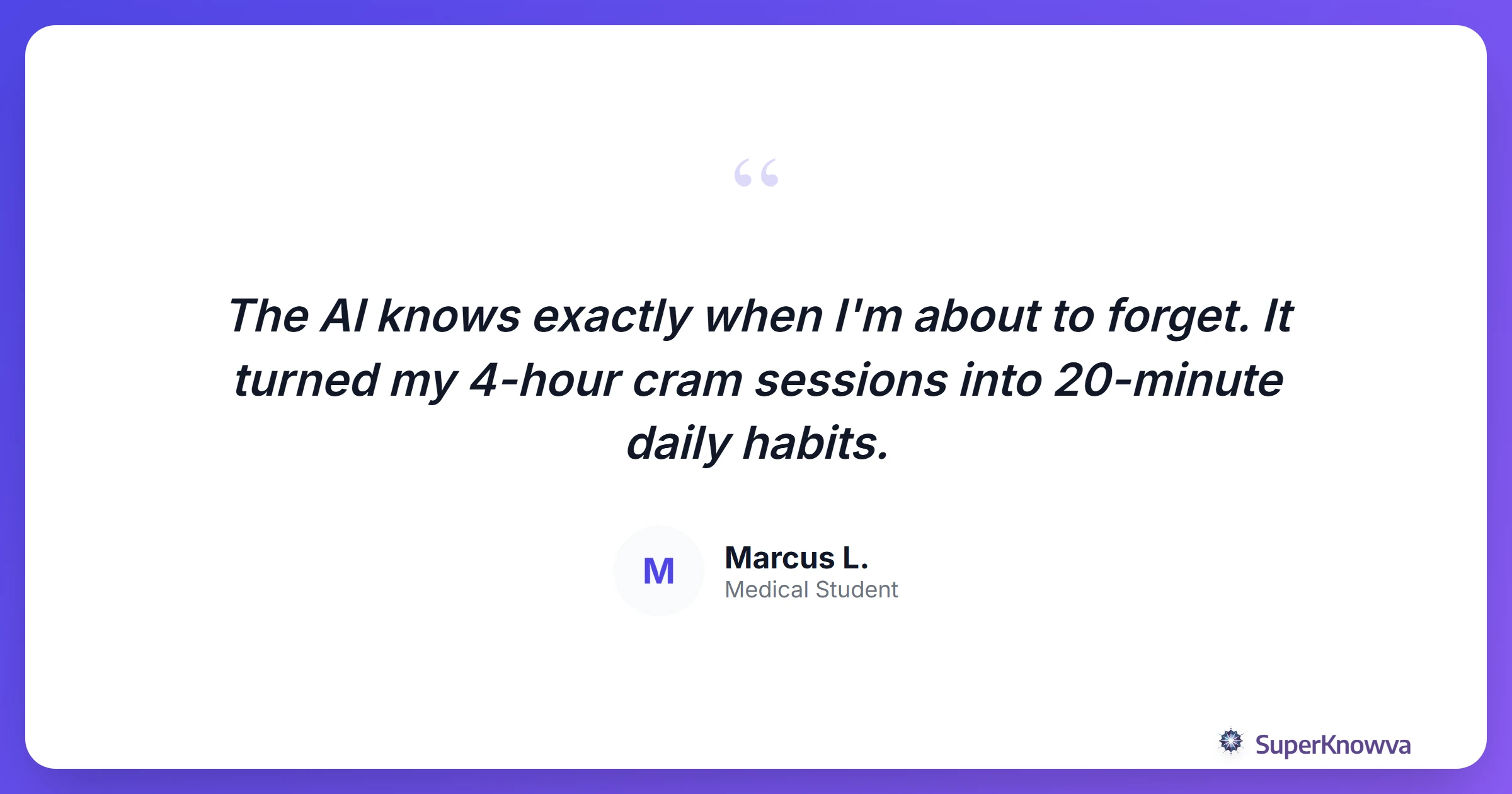 Quote from a student using AI spaced repetition.