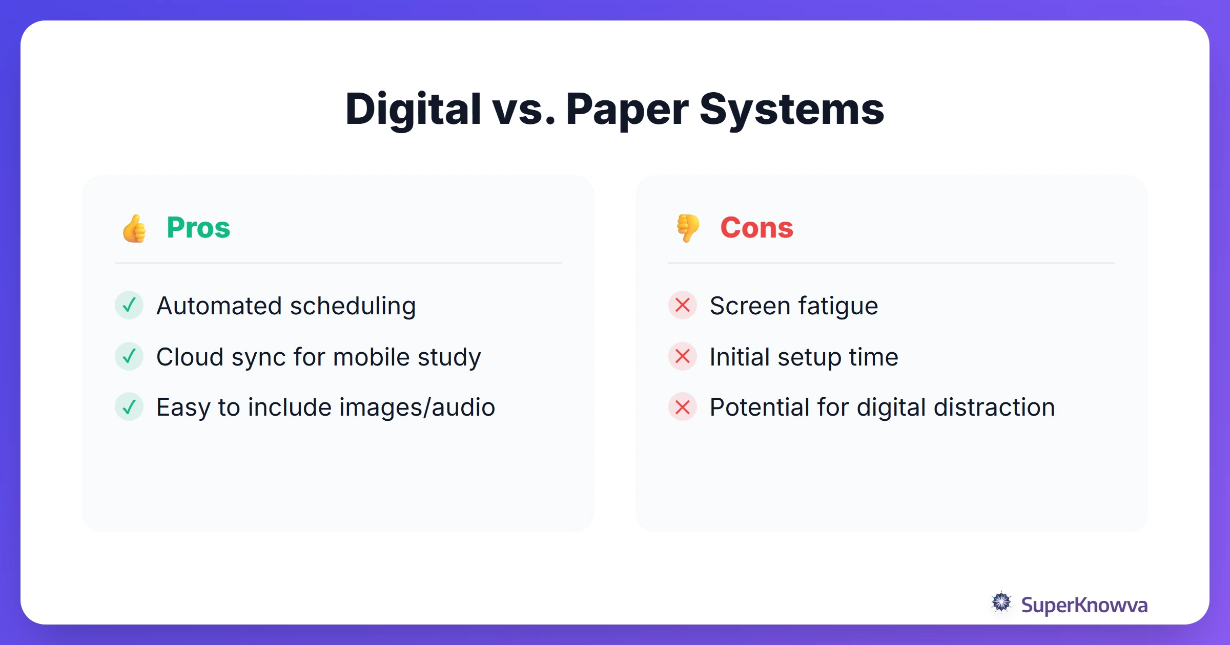 Pros and cons of digital vs paper spaced repetition tools