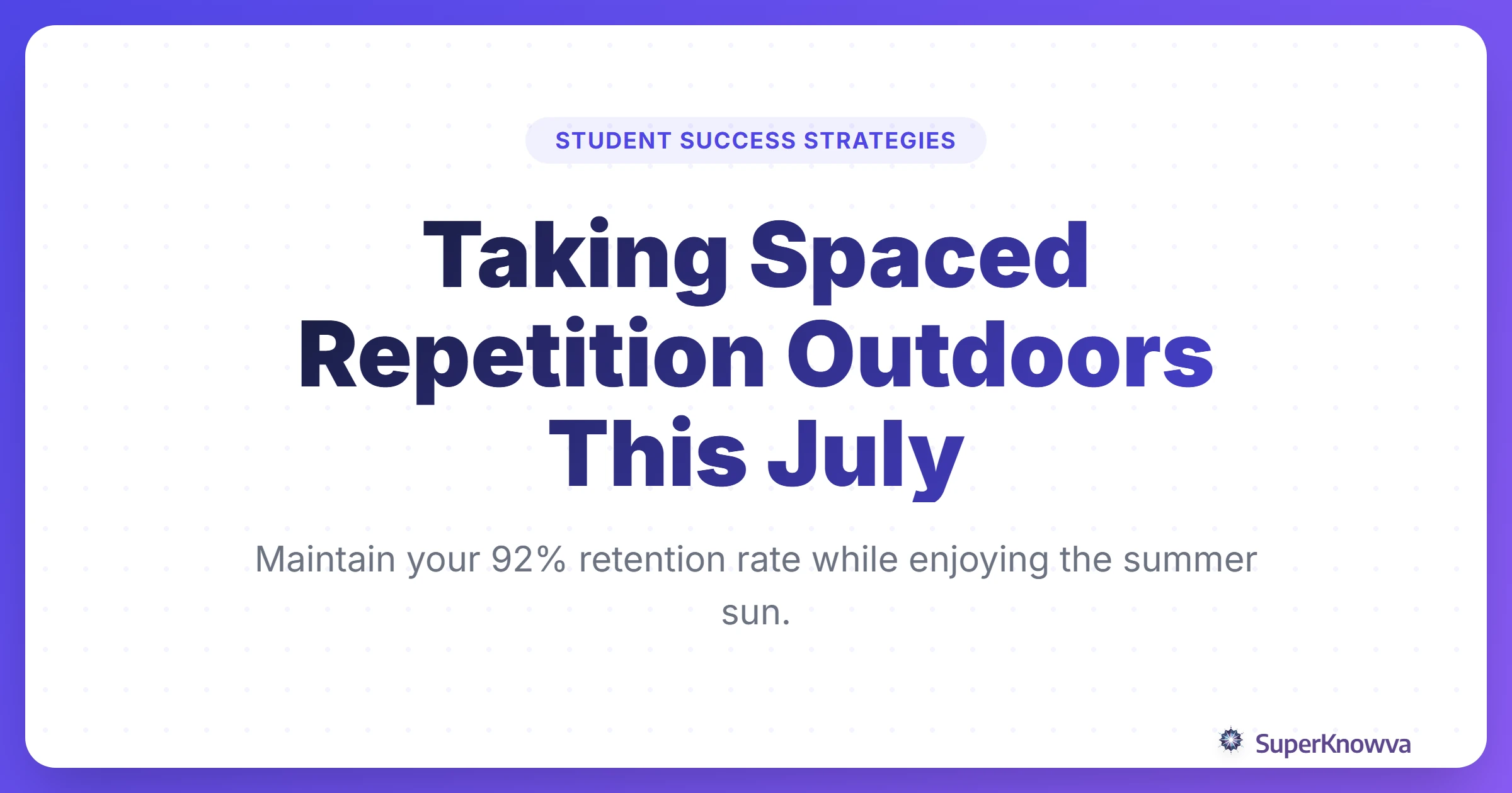 A title card showing a student using a tablet on a park bench with the text 'Taking Spaced Repetition Outdoors'.
