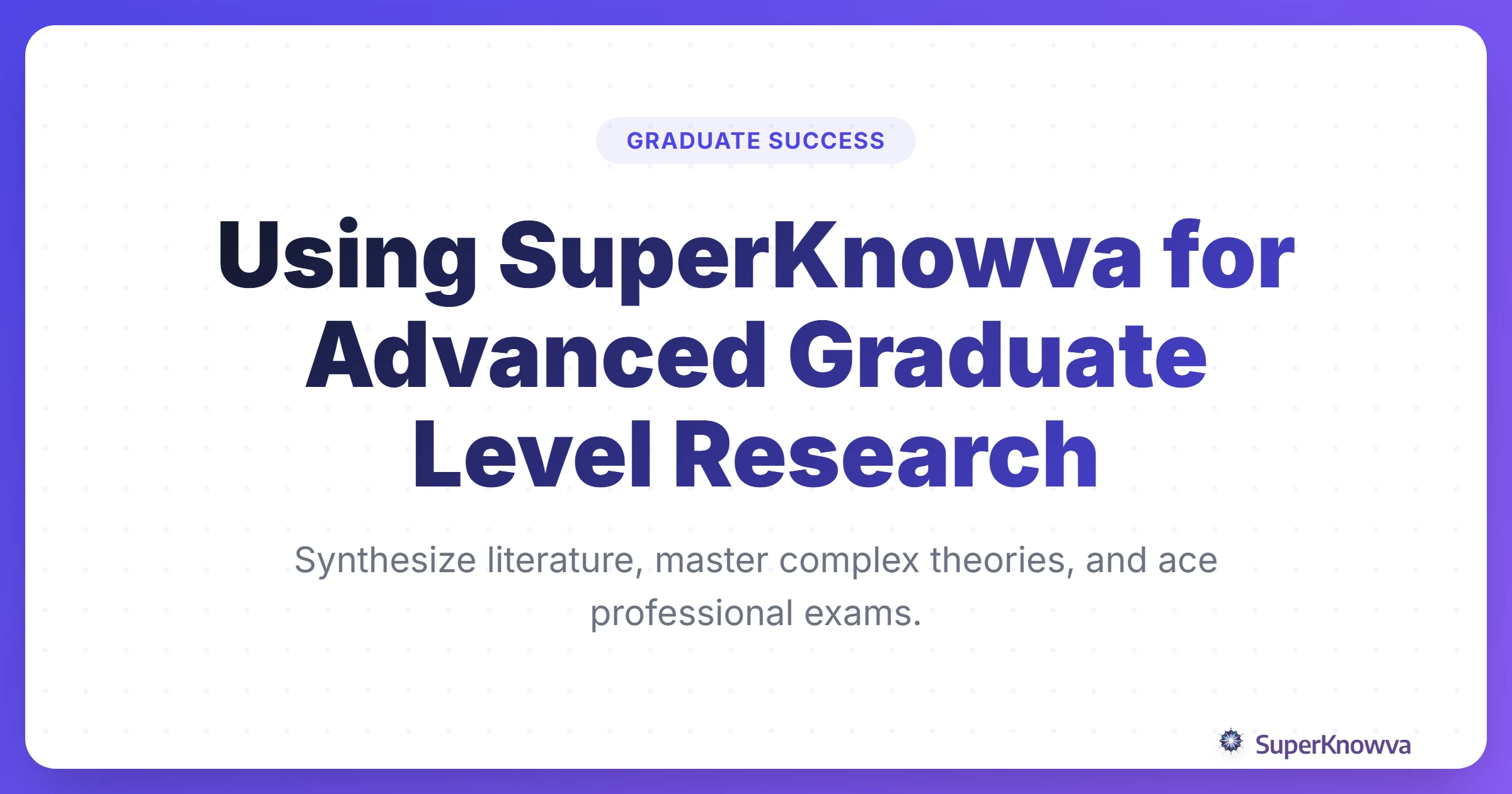 A title card for a guide on using AI for graduate level research showing academic icons.