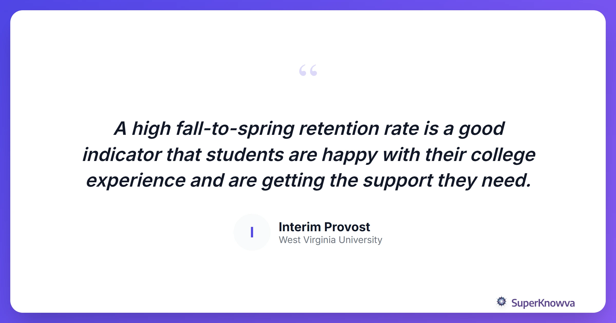 Quote card regarding the impact of student retention technology