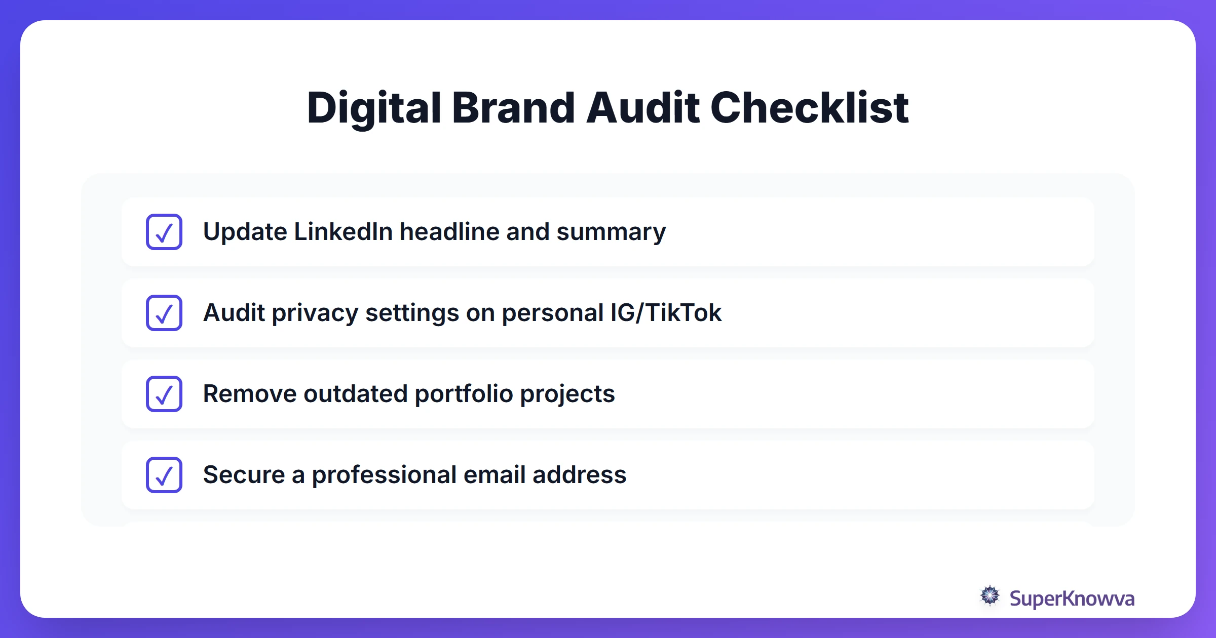 A checklist for cleaning up your digital presence before starting a job.