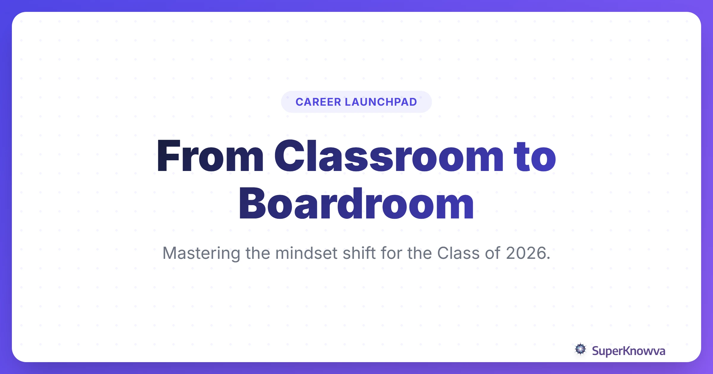 A professional title card for the student to professional mindset transition guide.