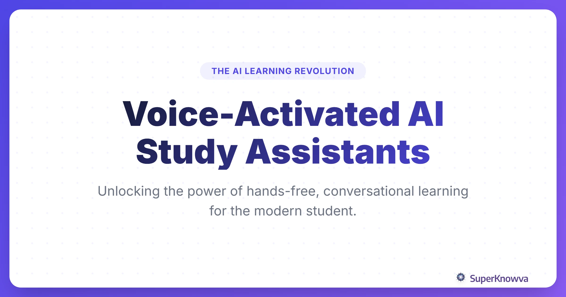 A title card showing a student wearing headphones interacting with a glowing voice wave icon, representing voice-activated AI study assistants.