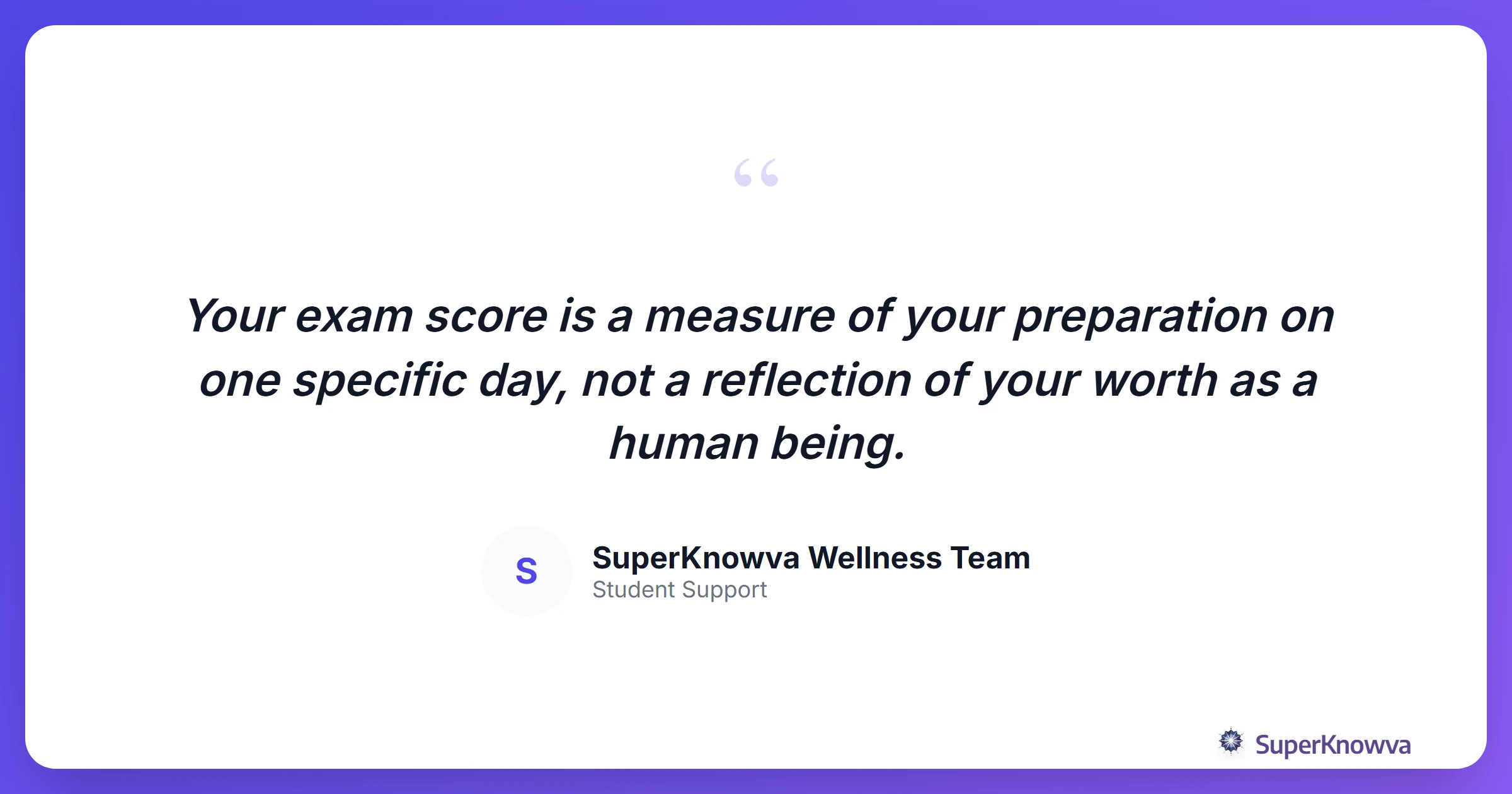 A motivational quote card for students facing self-doubt.